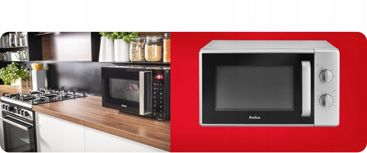 2X MICROWAVE OVEN AMMF20M1S AMICA SILVER 20L POWER 700W Brand Amica