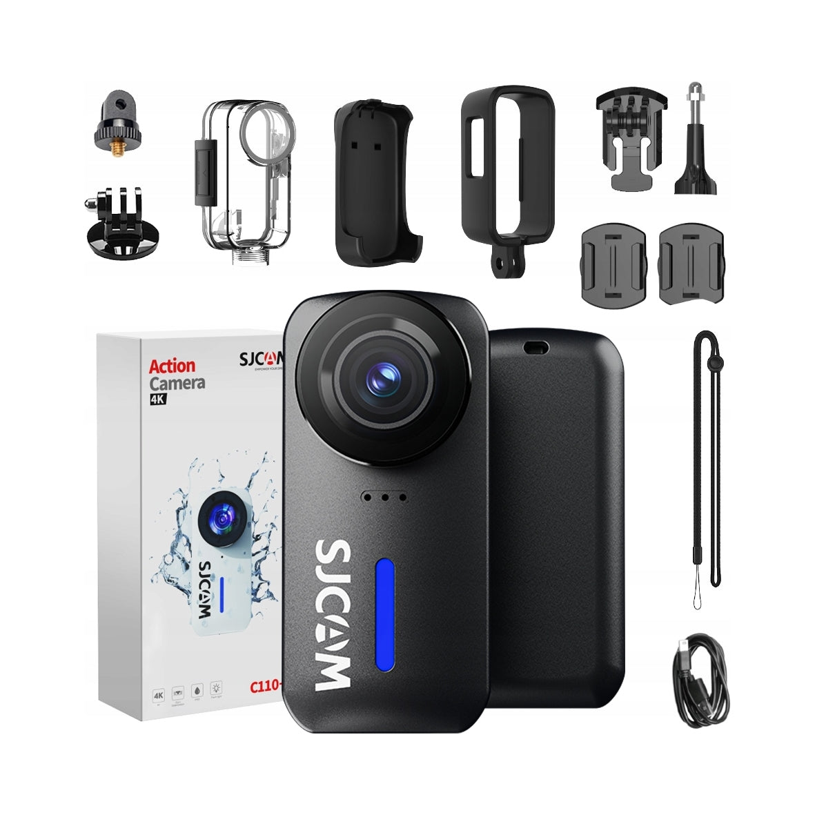 2X Mini Sports Camera SJCAM C110 + Black 4K30FPS 20MP Waterproof Wi-fi g