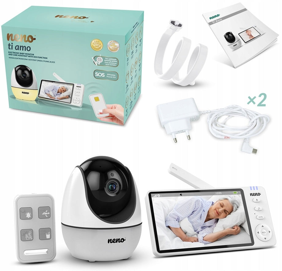 2X NENO TI AMO Baby monitor 2,4 GHz and care assistant with SOS function Brand Neno