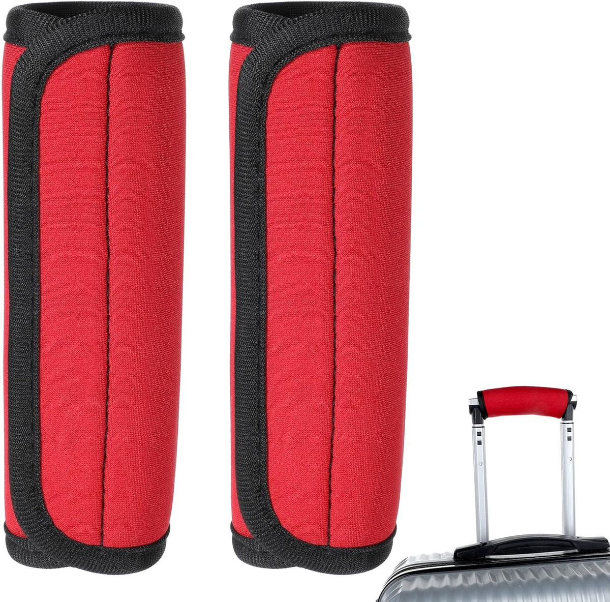 2X NEOPRENE SUITCASE HANDLE PROTECTORS RED ACCESSORIES