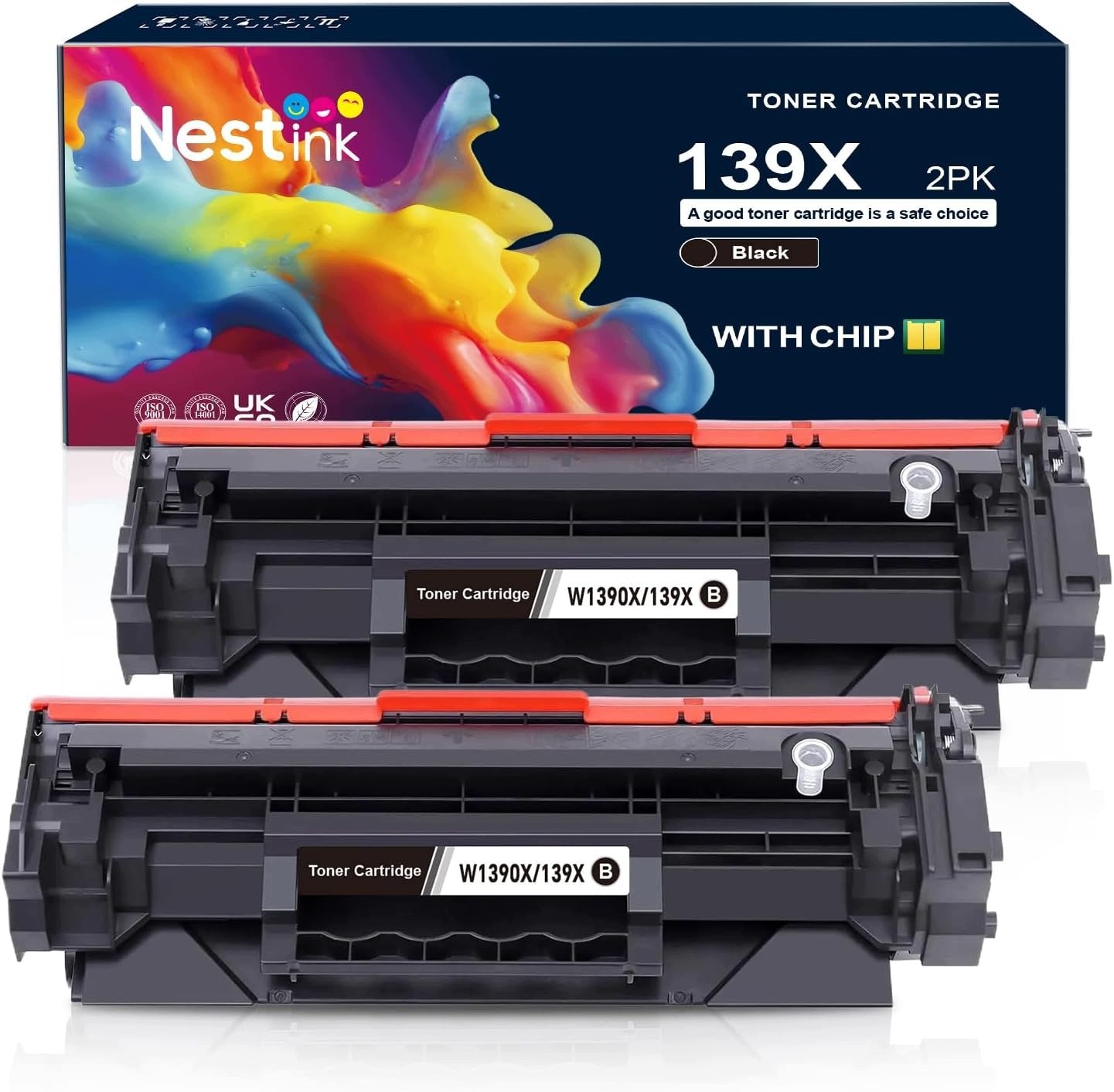 **2X NESTINK 139X BLACK TONER CARTRIDGE FOR HP PRINTERS – WITH CHIP**