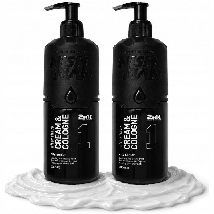 2X NISHMAN COLOGNE AND LOTION IN CREAM 1 CITY SENIOR 2IN1 400 ML