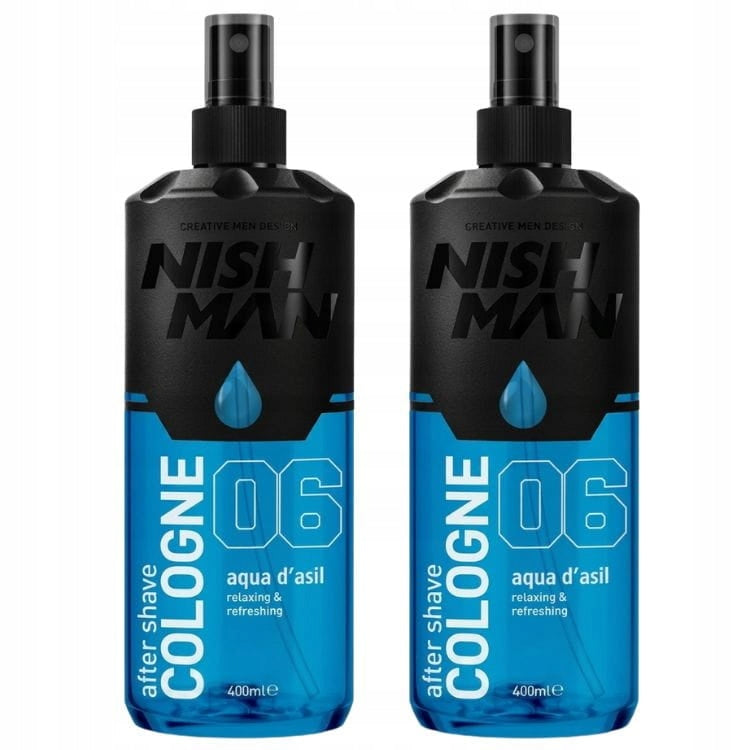 2X NISHMAN COLOGNE SPRAY NO. 06 AQUA AFTER SHAVE COLOGNE 400 ML