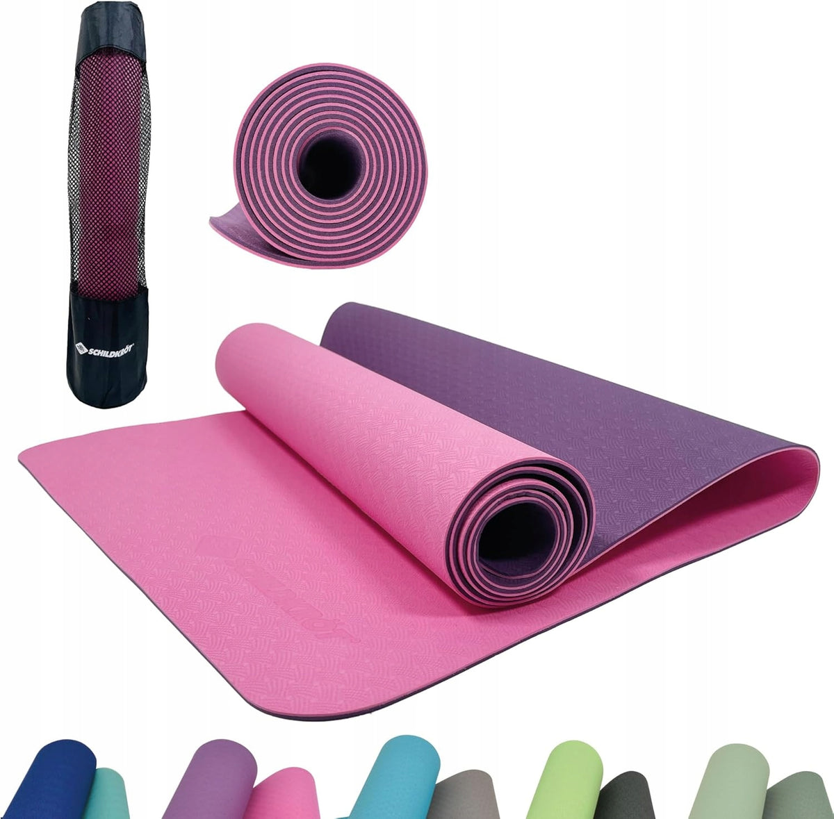 2X NON-SLIP FITNESS YOGA MAT 183×61×0,6 CM GREY BLACK WITH STRAP