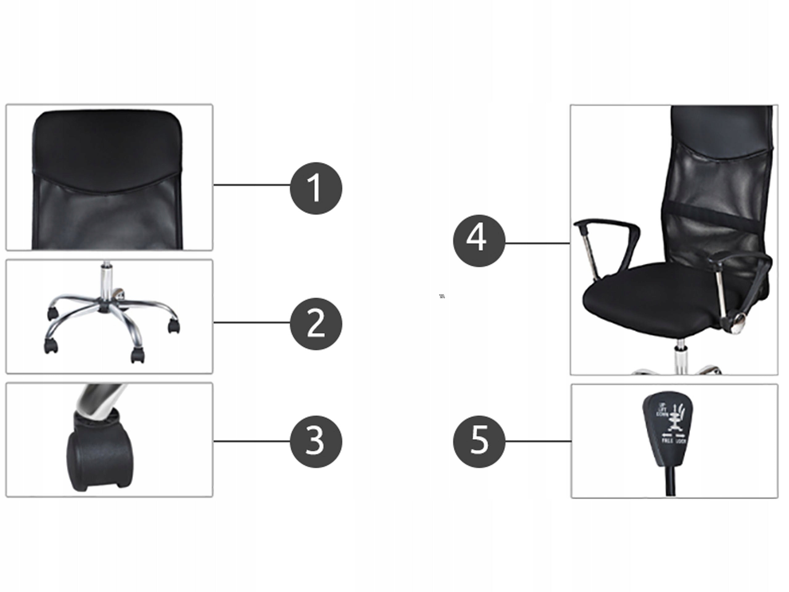 2X OFFICE CHAIR SWIVEL OFFICE CHAIR MICRO MESH BLACK ADJUSTABLE GAM Furniture depth 60 cm