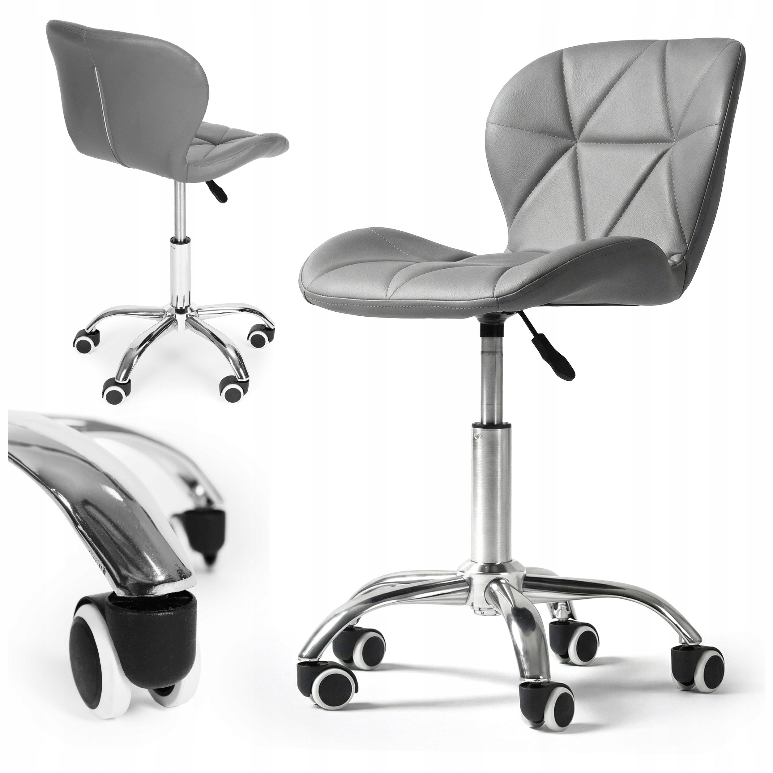 2X Office Chair Swivel Chair On Wheels For Cabinet Desk Grey Solid