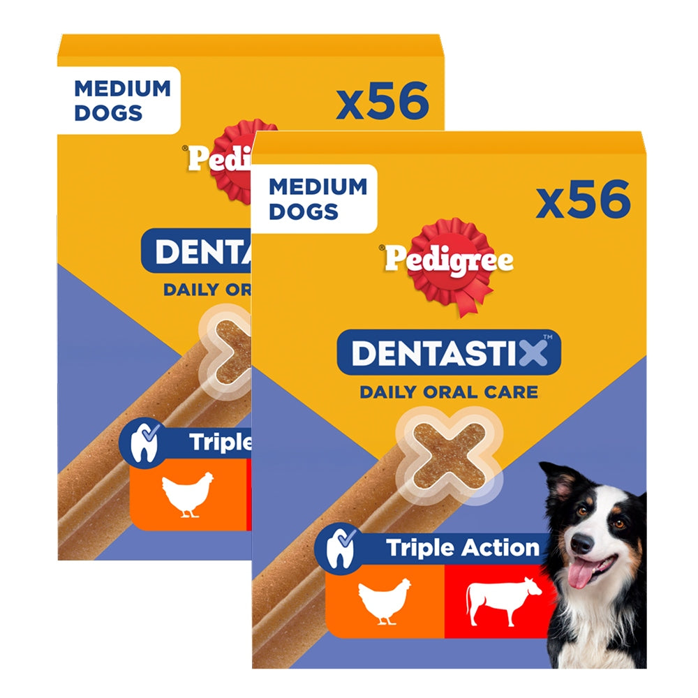 2X PEDIGREE DENTASTIX FOR MEDIUM DOGS - 56 PIECES WITH CHICKEN AND BEEF
