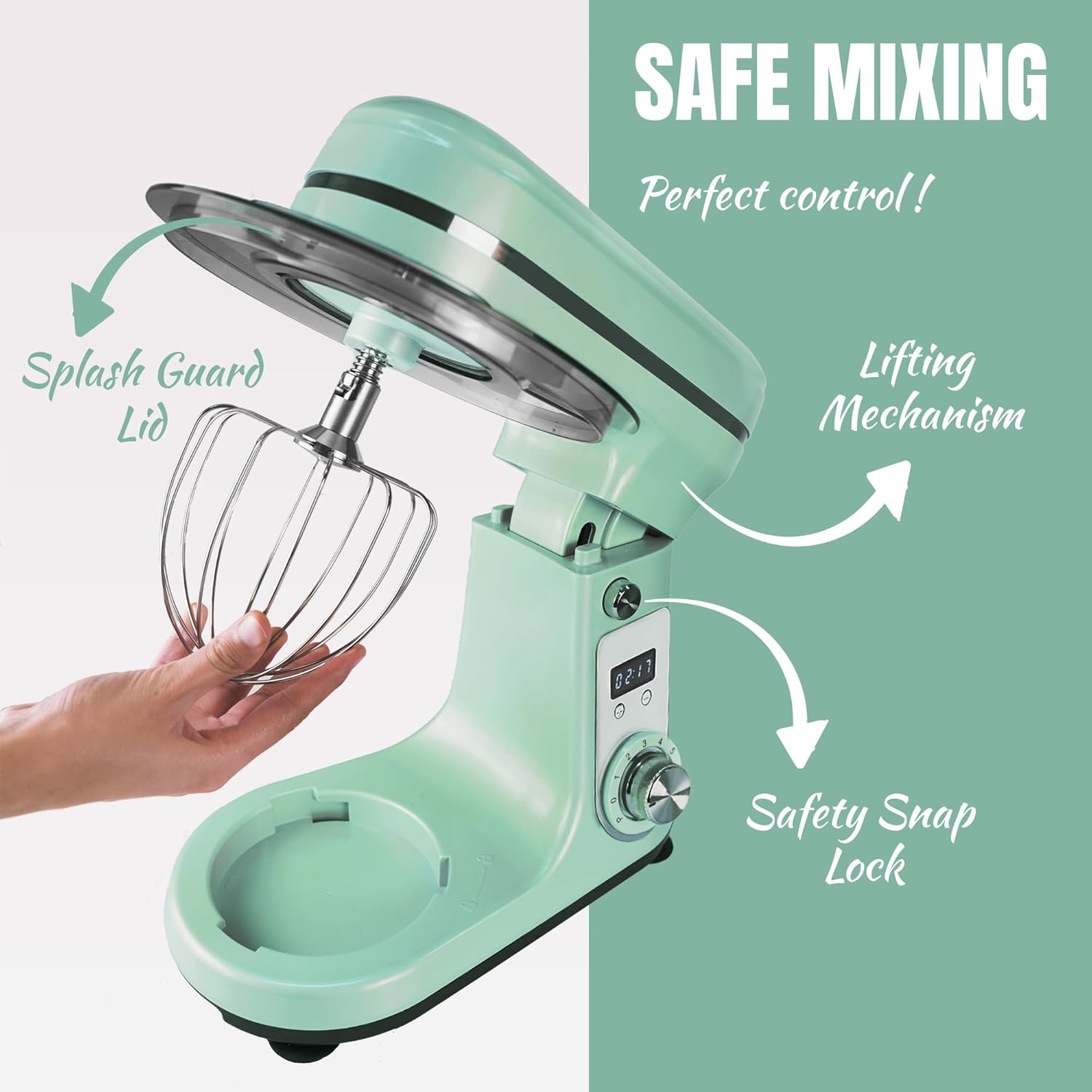 2X PLANETARY FOOD PROCESSOR 800W BOWL 6L QUIET 65DB STEEL WHISK HOOK Dominant color blue