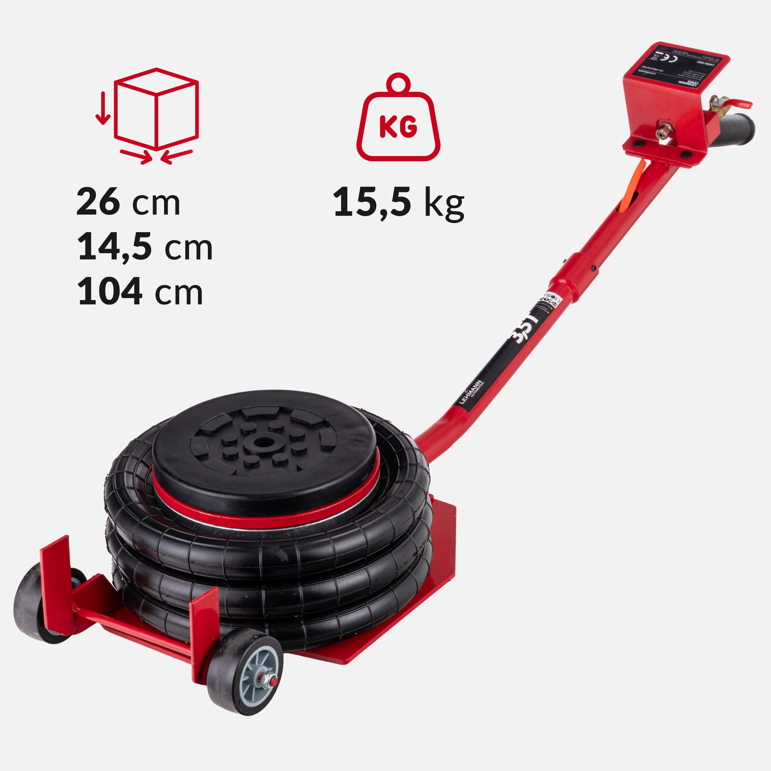 2X PNEUMATIC SNOWMAN LIFT 3,5T LEHMANN LEWIS 12BAR STRONG RUBBER LEFT Product weight with unit packaging 16.74 kg