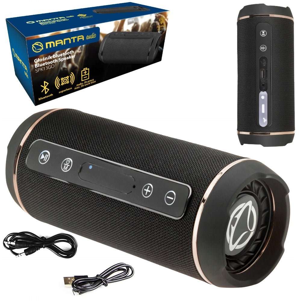 2X PORTABLE BLUETOOTH SPEAKER MANTA MOBILE SPK13GO RADIO FM USB AUX Brand Manta