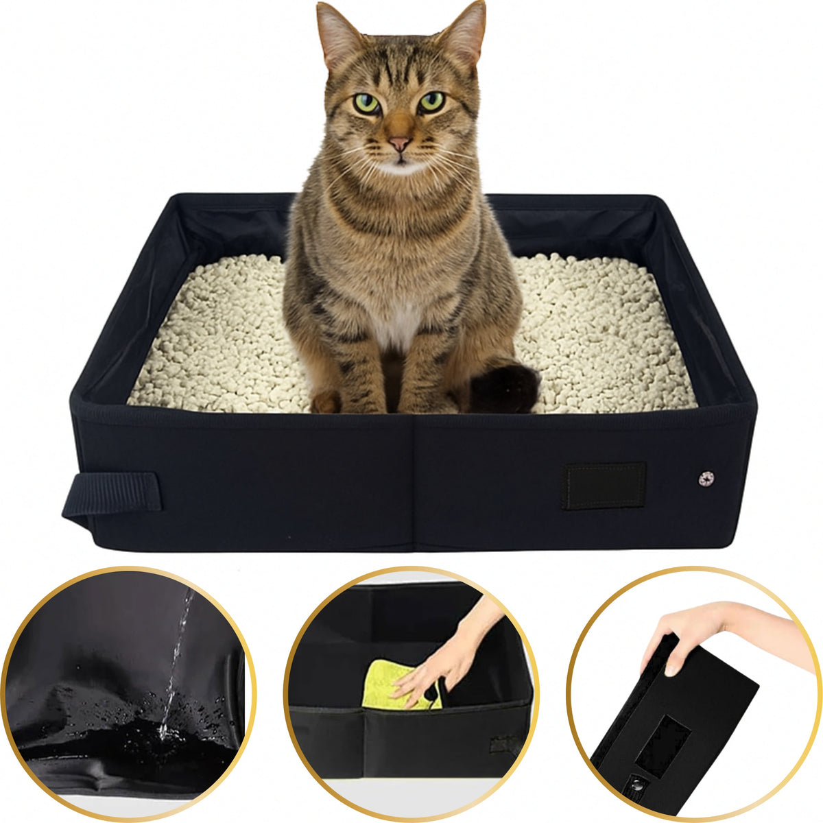 2X PORTABLE CAT LITTER BOX TRAVEL FOLDING WATERPROOF FOR CAR 40