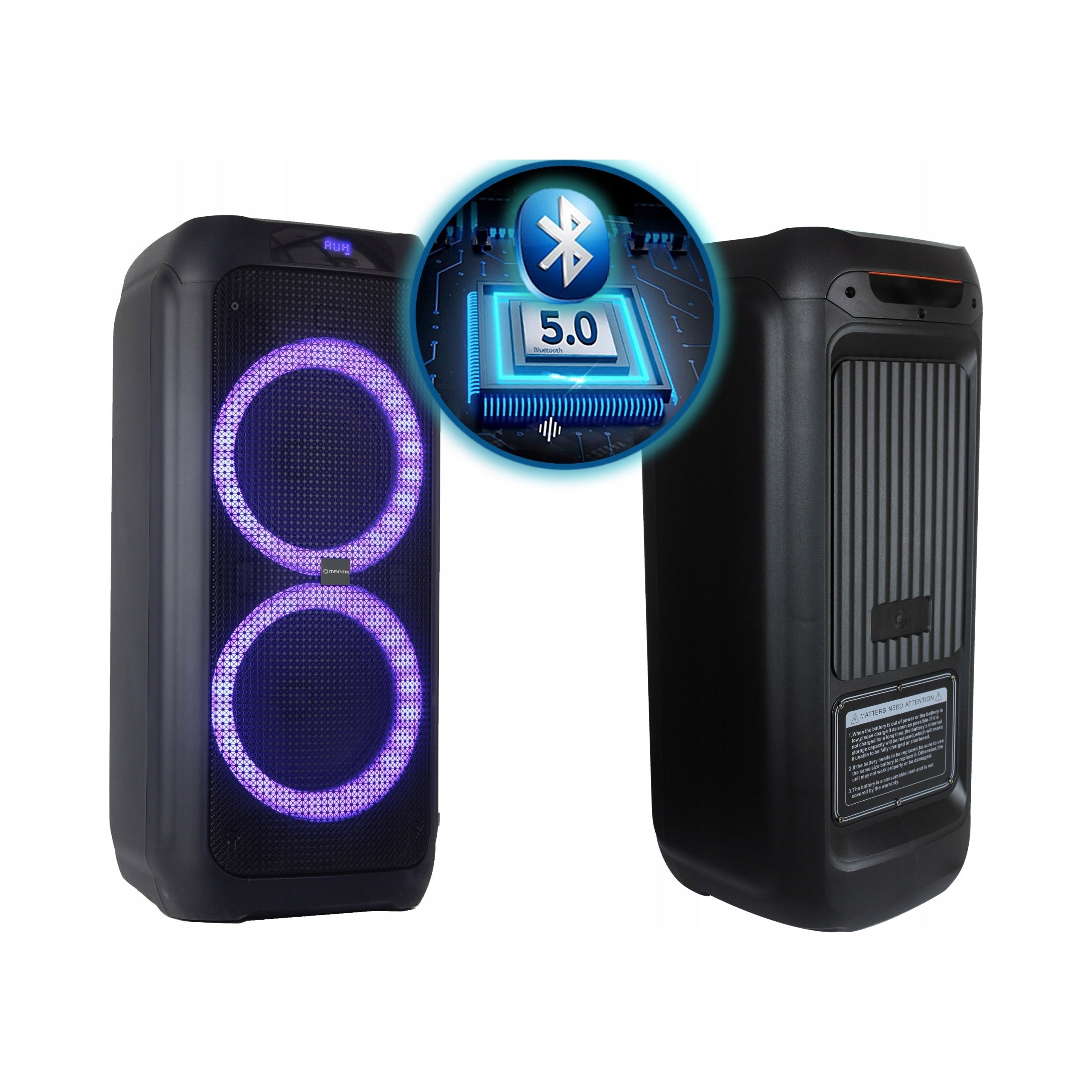 2X PORTABLE SPEAKER KARAOKE BLUETOOTH MANTA SPK5310PRO MICROPHONE 120W
