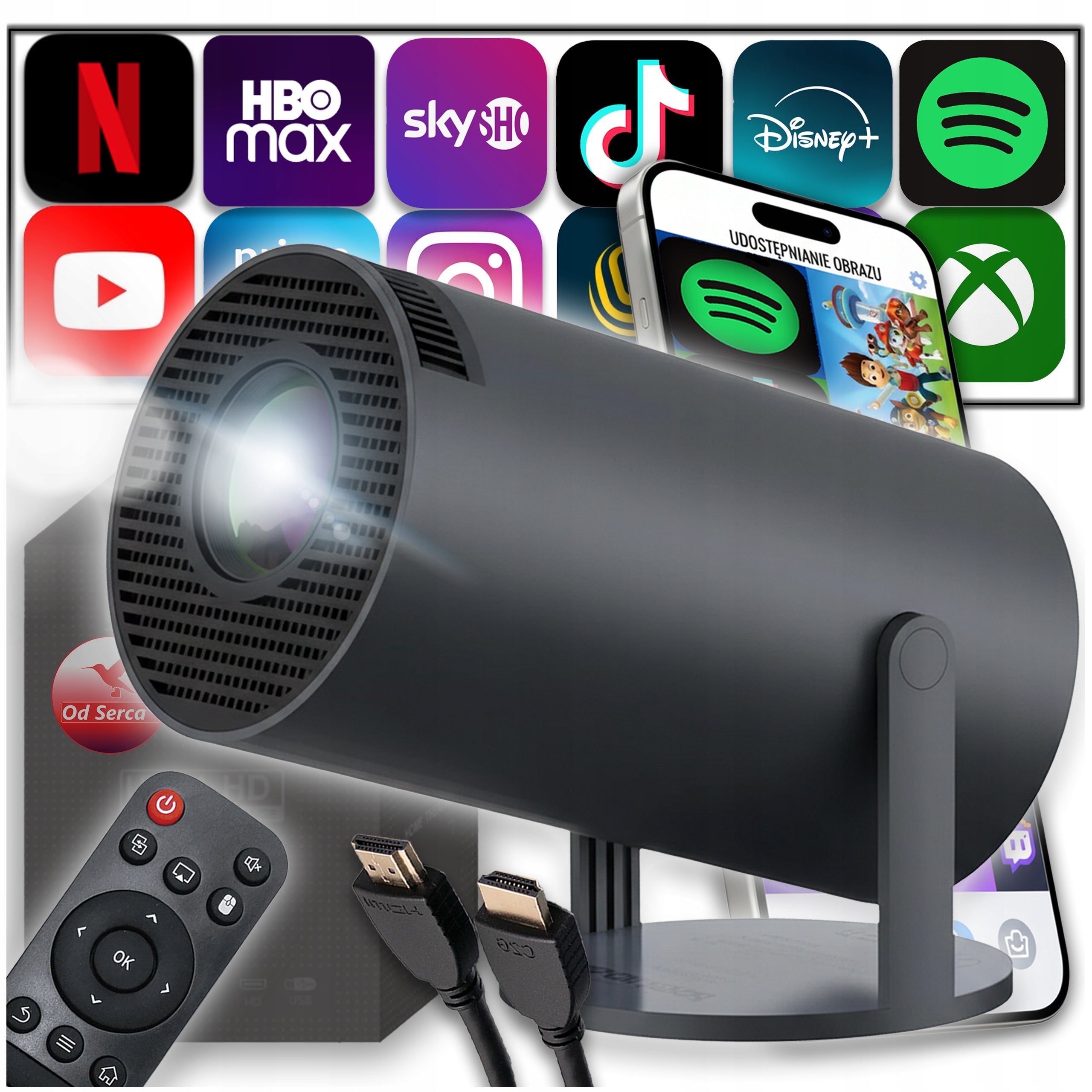 2X PROJECTOR ANDROID TV WIFI PORTABLE SPEAKER BLACK BLUETOOTH MIN Brand OdSerca