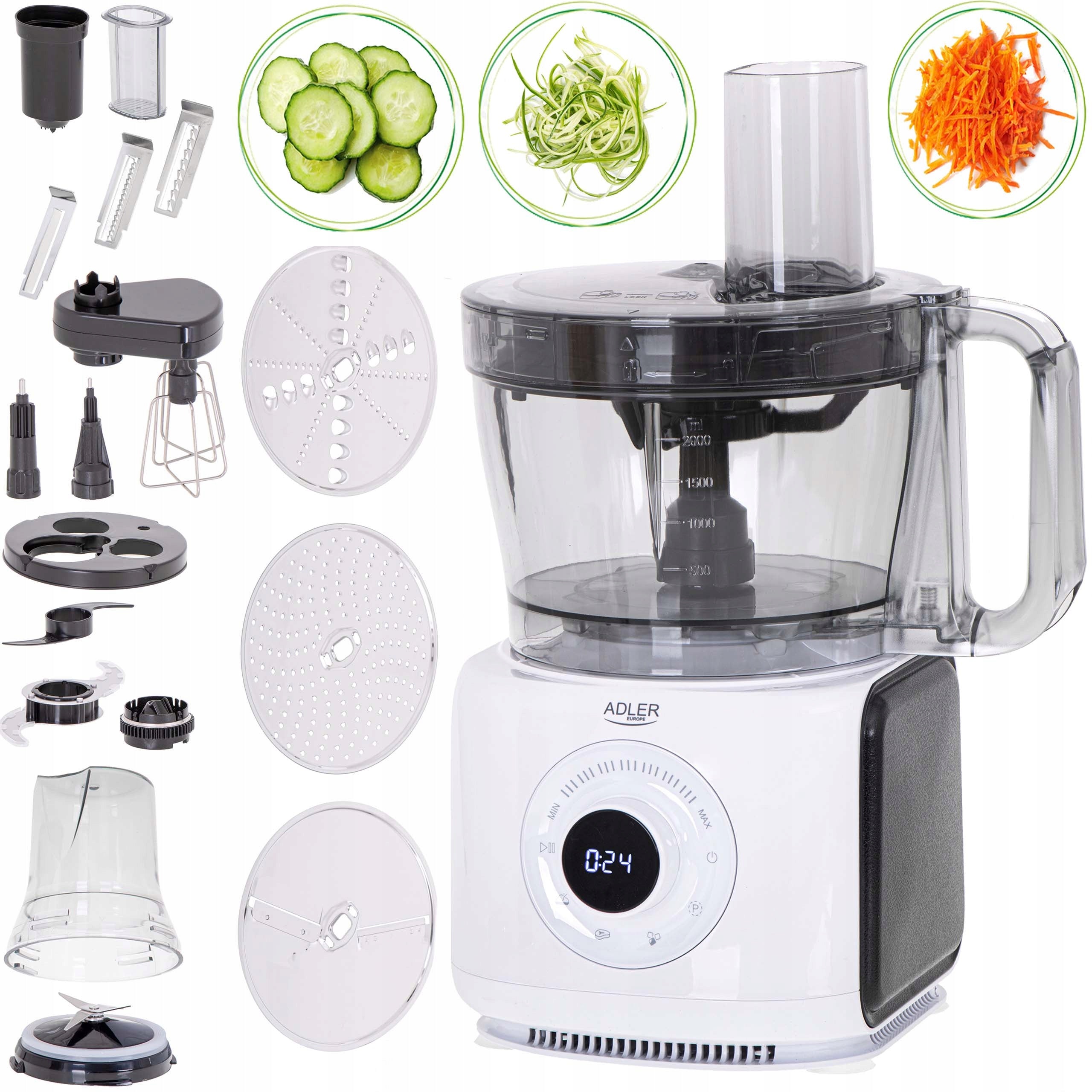 2X Planetary Robot Kitchen Mixer 2000W Bowl 3,5L 12in1 7 Speed LCD Brand ADLER