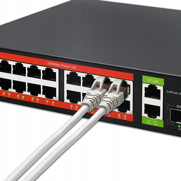 2X PoE Switch 16x RJ45 Gigabit Ethernet 2x SFP for IP Monitoring Qoltec Manufacturer Qoltec