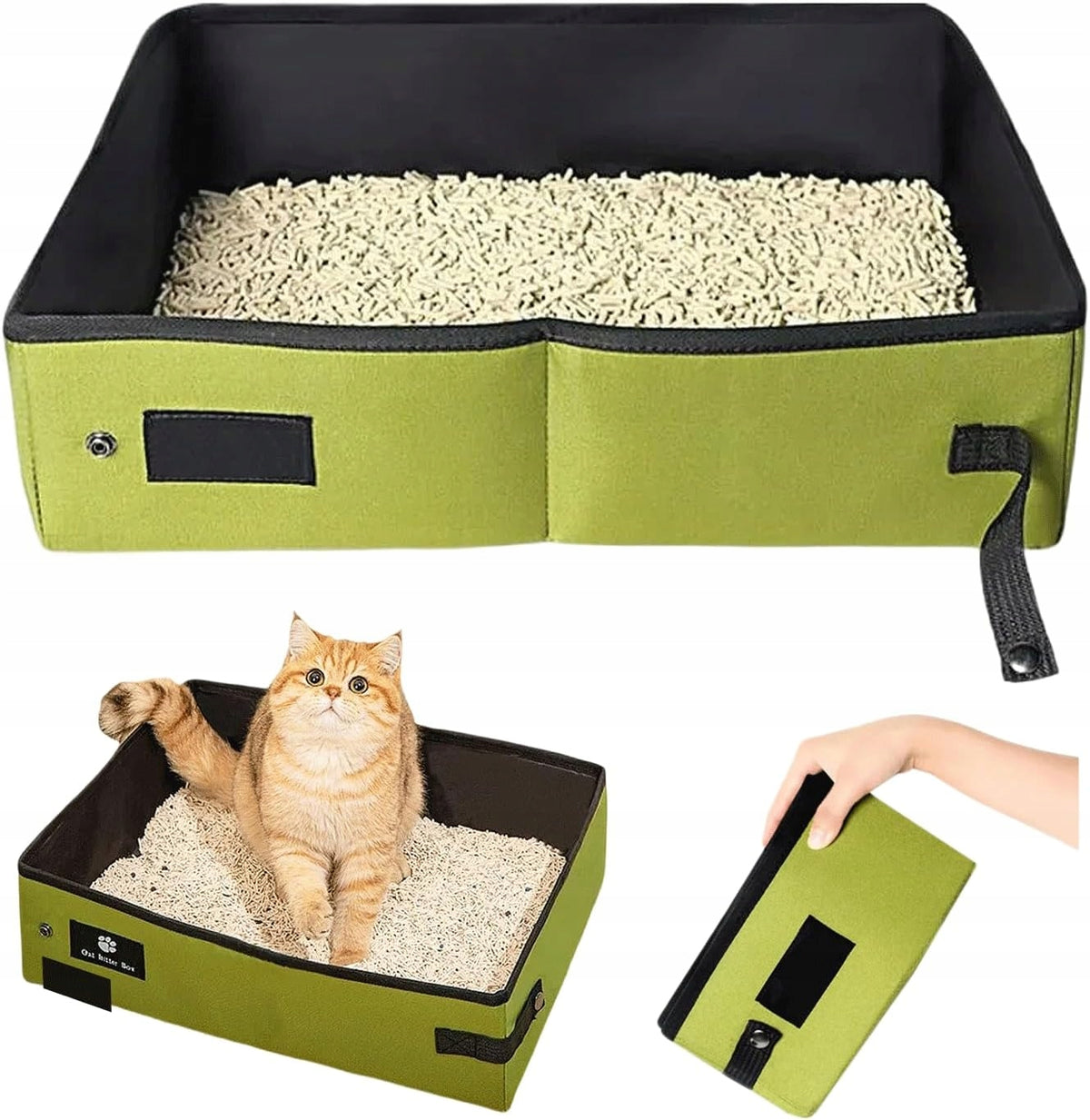 2X Portable Cat Litter Box, Foldable, Waterproof and Breathable, Green Manufacturer code 15764052748