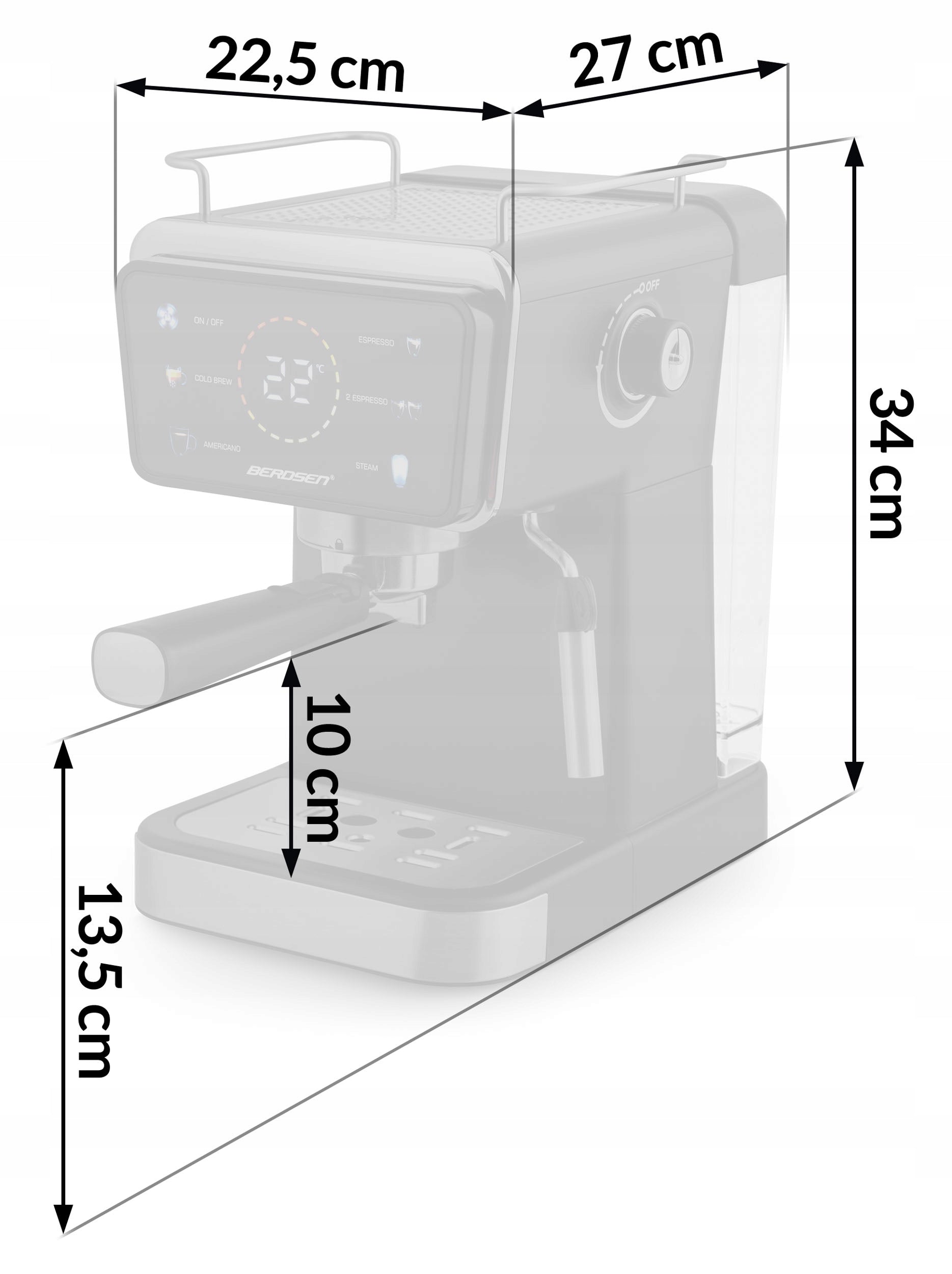 2X Pressure flask coffee maker with frother 20bar 1350W Berdsen Model BD-771