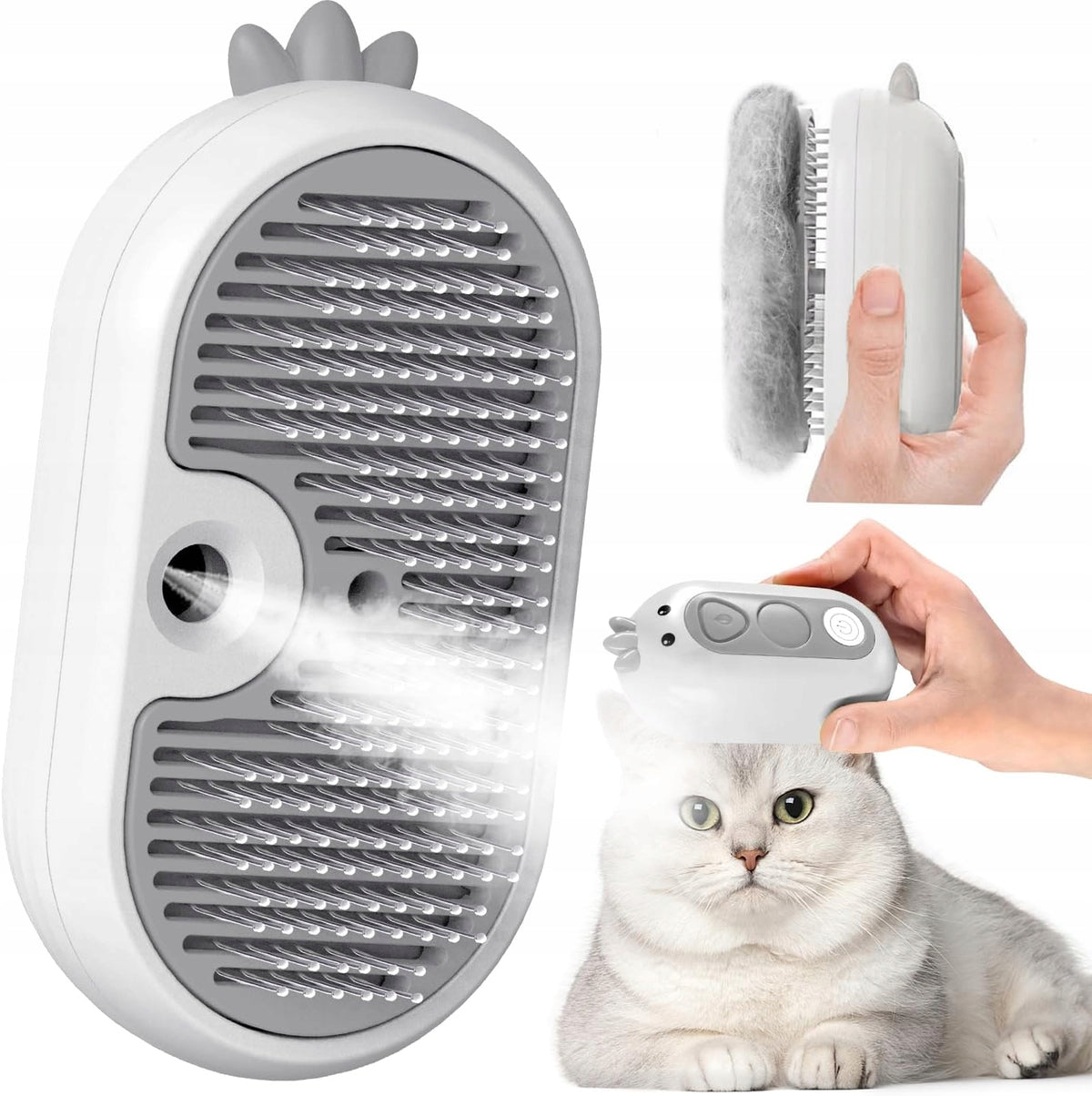 2X RABBIT DOG CAT STEAM BRUSH SELF-CLEANING FOR SICKLE CARE