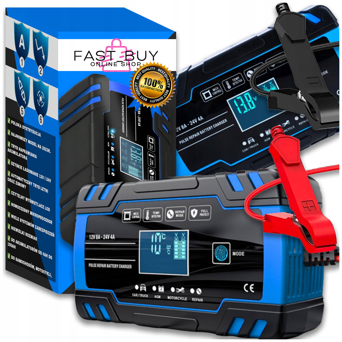 2X RECTIFIER AUTOMATIC REPAIR FUNCTION FOR 8A 12V 24V LCD BATTERIES