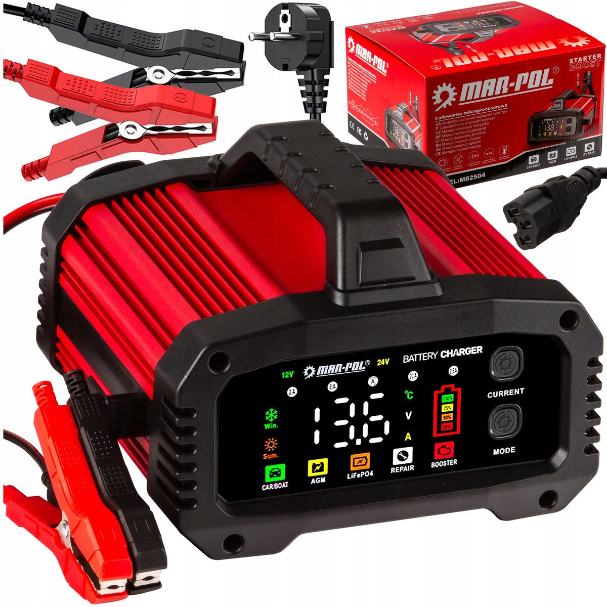 2X RECTIFIER BATTERY CHARGER WITH START AGM BOOSTER 12V 24V 25A