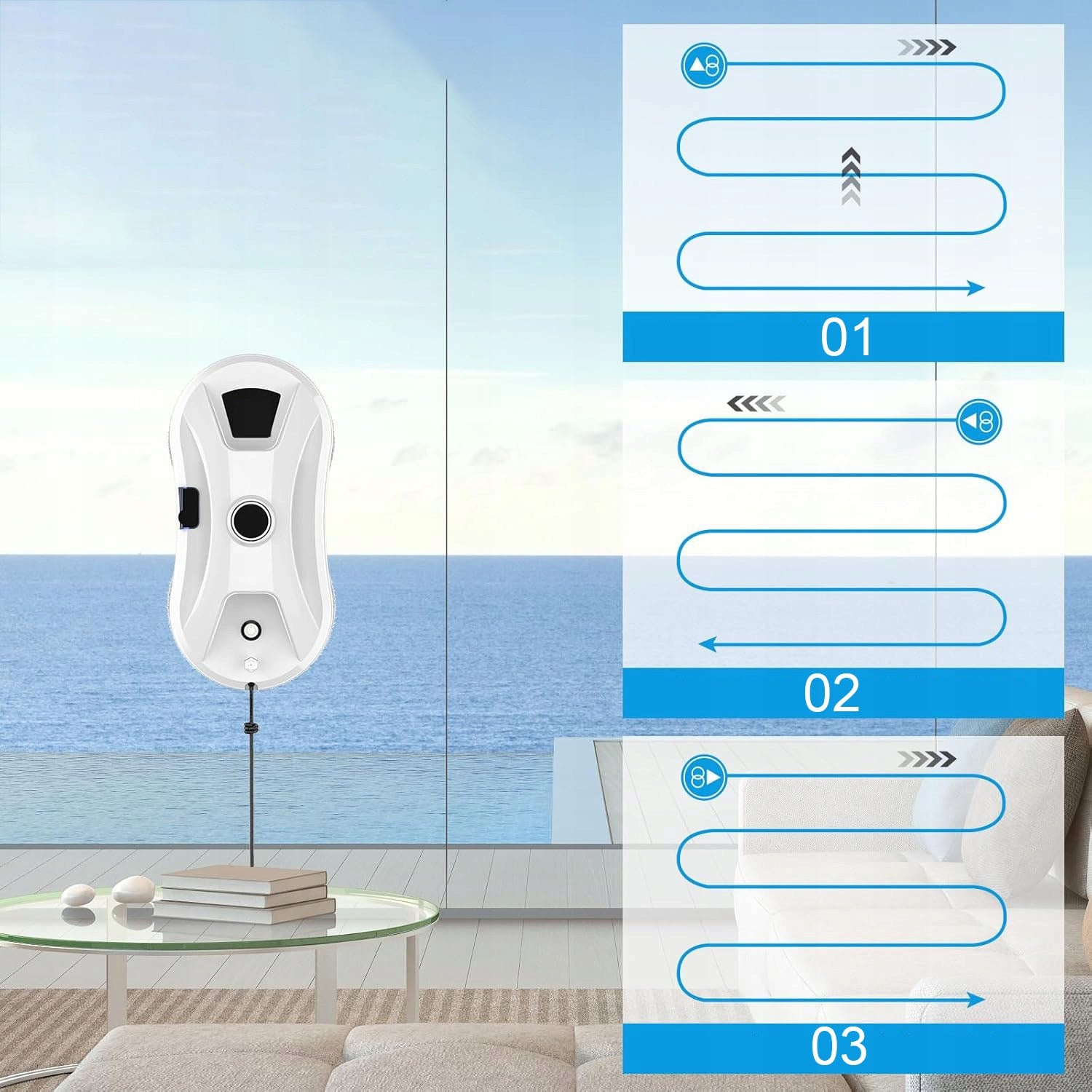 2X ROBOT AUTOMATIC WINDOW CLEANING MIRRORS INTELLIGENT SET WITH REMOTE CONTROL Dominant color white
