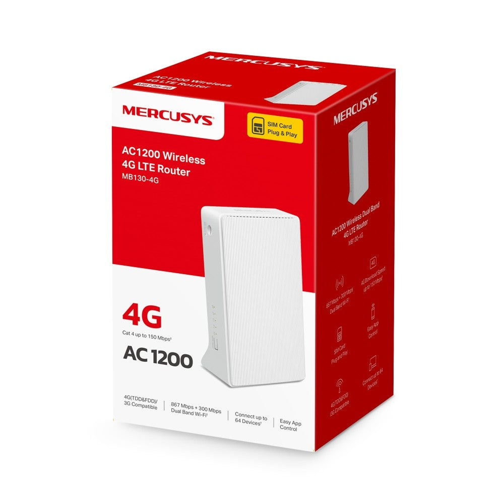 2X Router MERCUSYS MB130-4G Wi-Fi 5 AC1200 Model MB130-4G