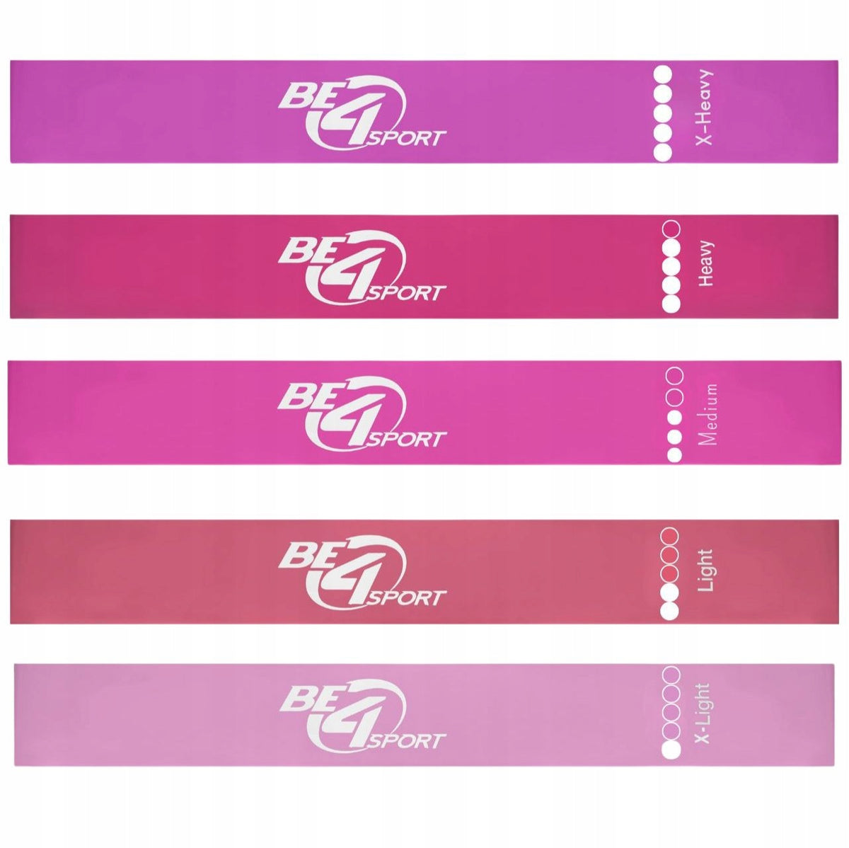 2X SET OF 5 RESISTANCE RUBBERS MINI BAND BE4SPORT FOR TRAINING 1-20 KG