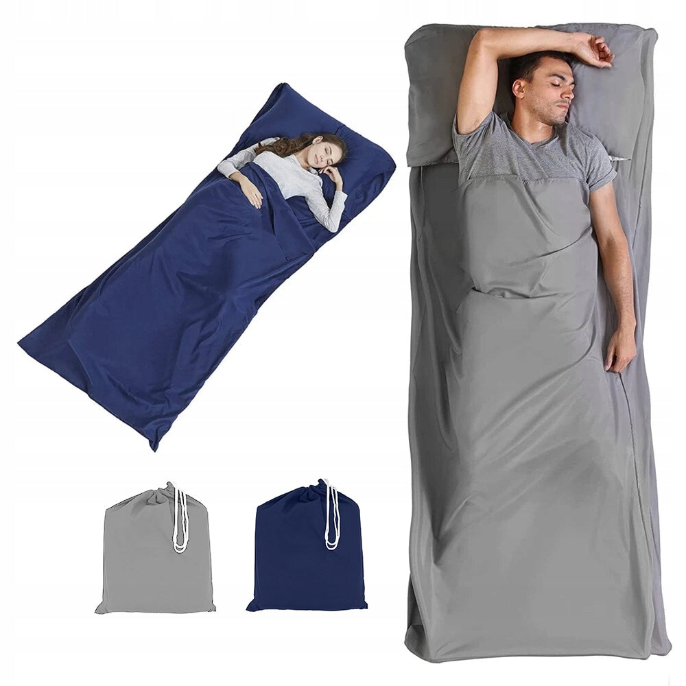 2X SLEEPING BAG INSERT EASY CAMP TRAVEL SHEET RECTANGL Grey/Navy 220cm