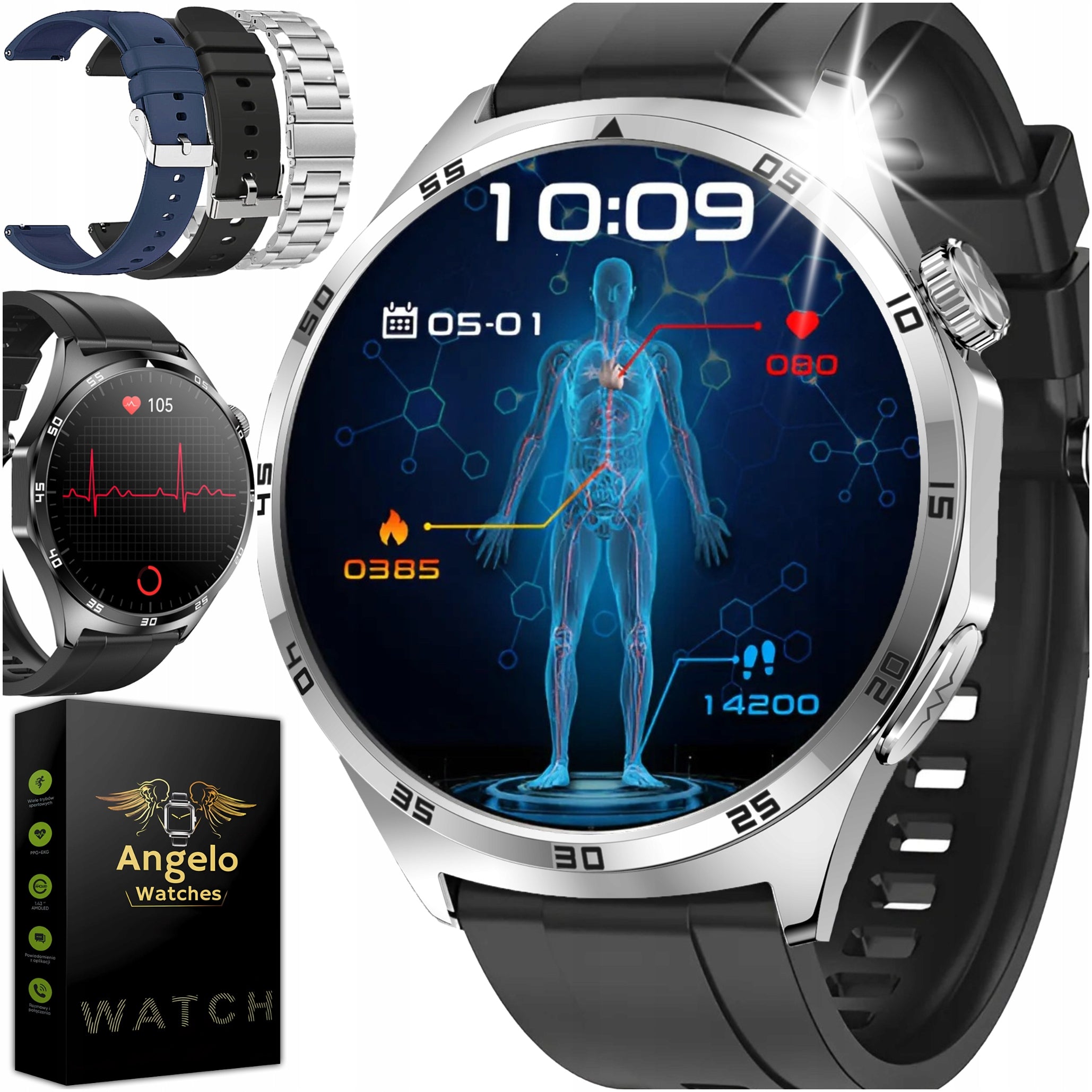 2X SMARTWATCH CARDIOWATCH FOR SENIOR EKG TALK HRV PPG TALK MENU POLS Model other