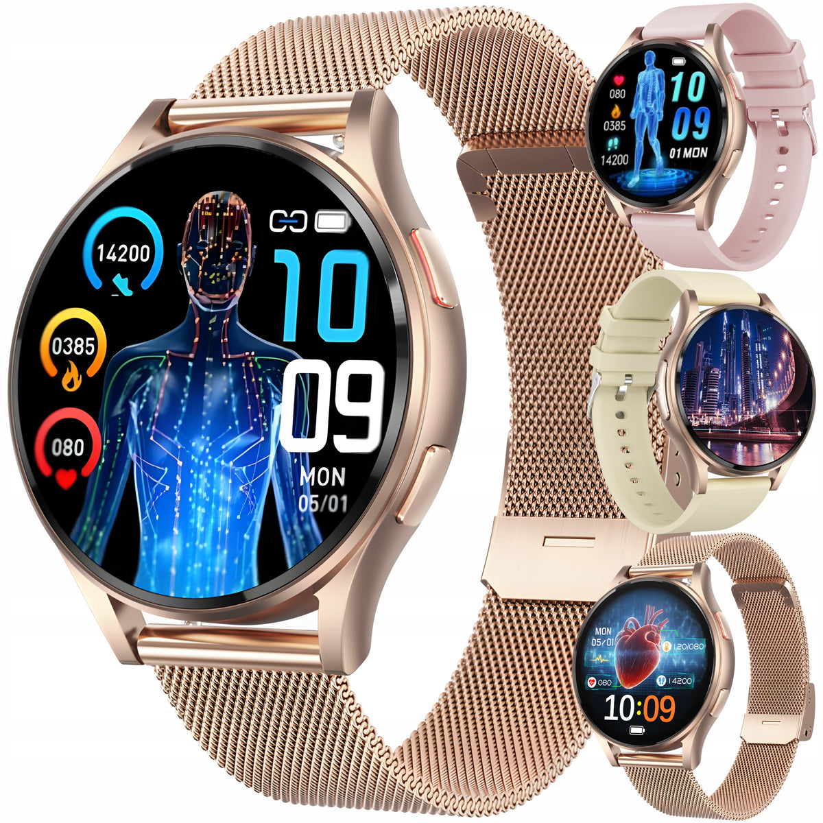 2X SMARTWATCH FOR SENIOR CARDIOWATCH ECG CONNECTION HRV HEART RATE MENU POLISH Brand Angelo Watches