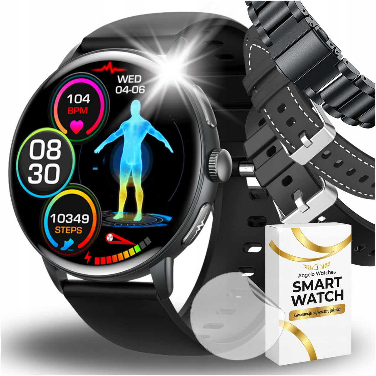 2X SMARTWATCH MEN'S WATCH GLUCOSE TALK PRESSURE EKG AMOLED PULSE MENU