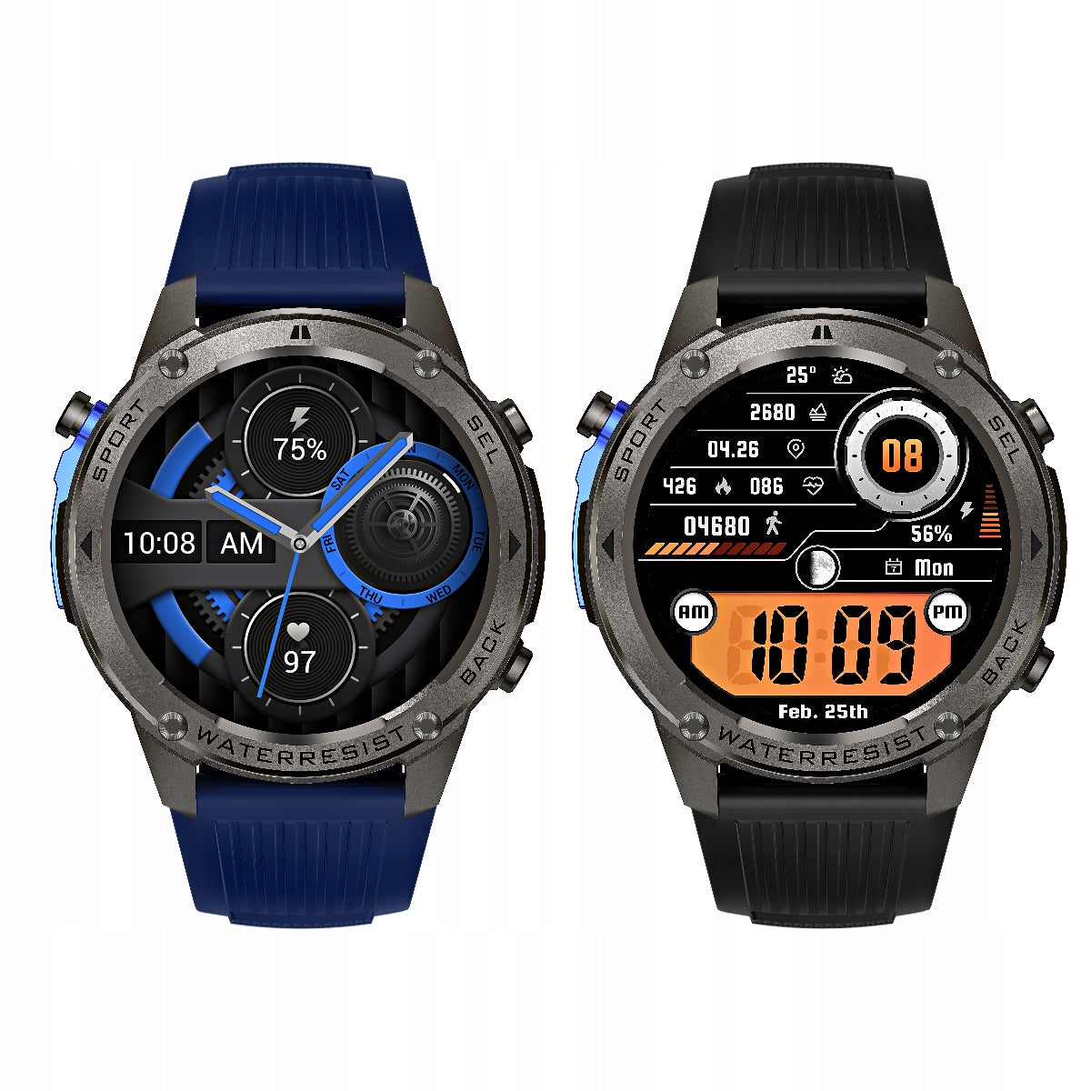 2X SMARTWATCH MEN'S WATCH POLISH MENU GPS WATERPROOF AMOLED TRACER GP-F Model other