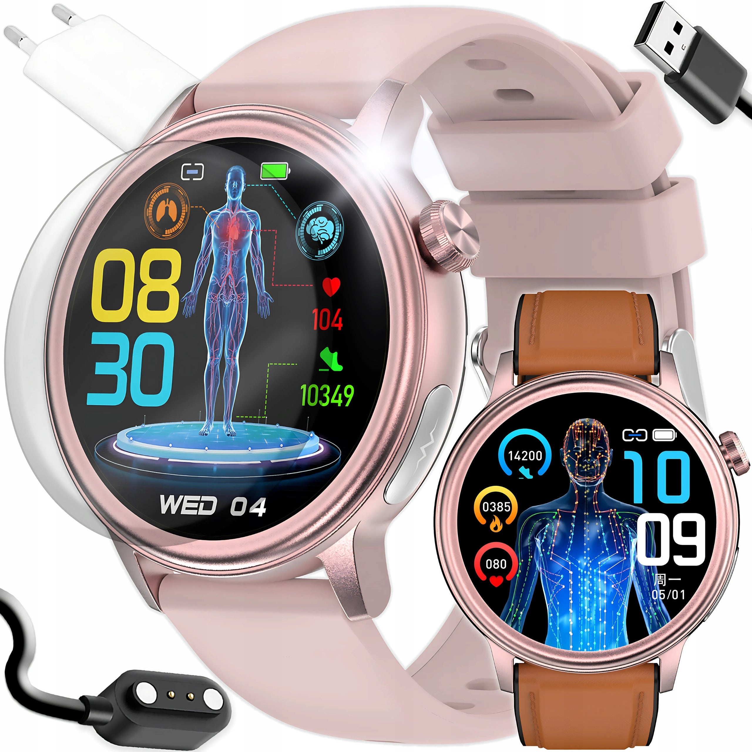 2X SMARTWATCH WATCH CARDIOWATCH EKG HRV PRESSURE HEART RATE TALK MENU POLS Brand Angelo Watches