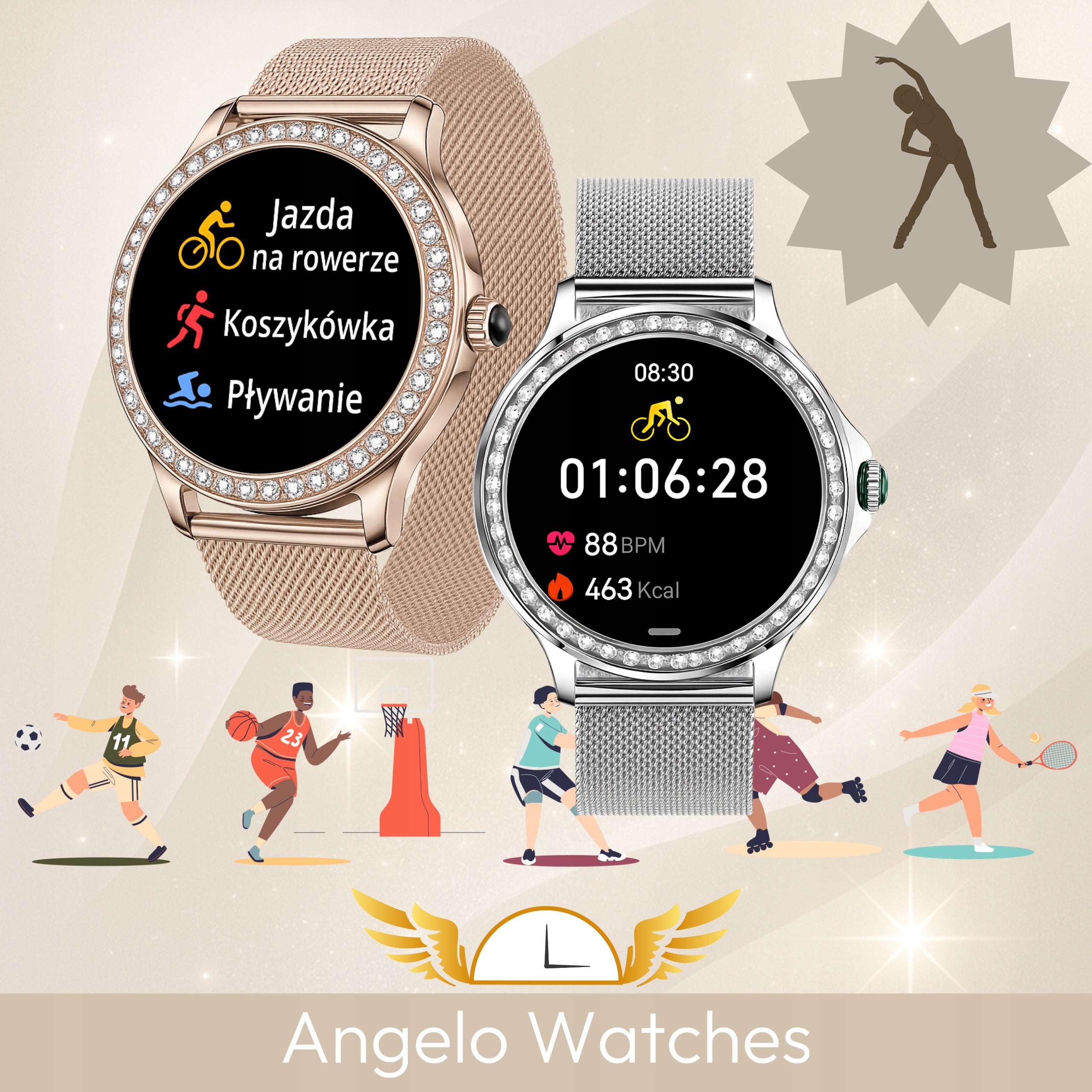 2X SMARTWATCH WOMEN'S SILVER WATCH TALK PRESSURE PULSE RHINESTONES MENU P Model other