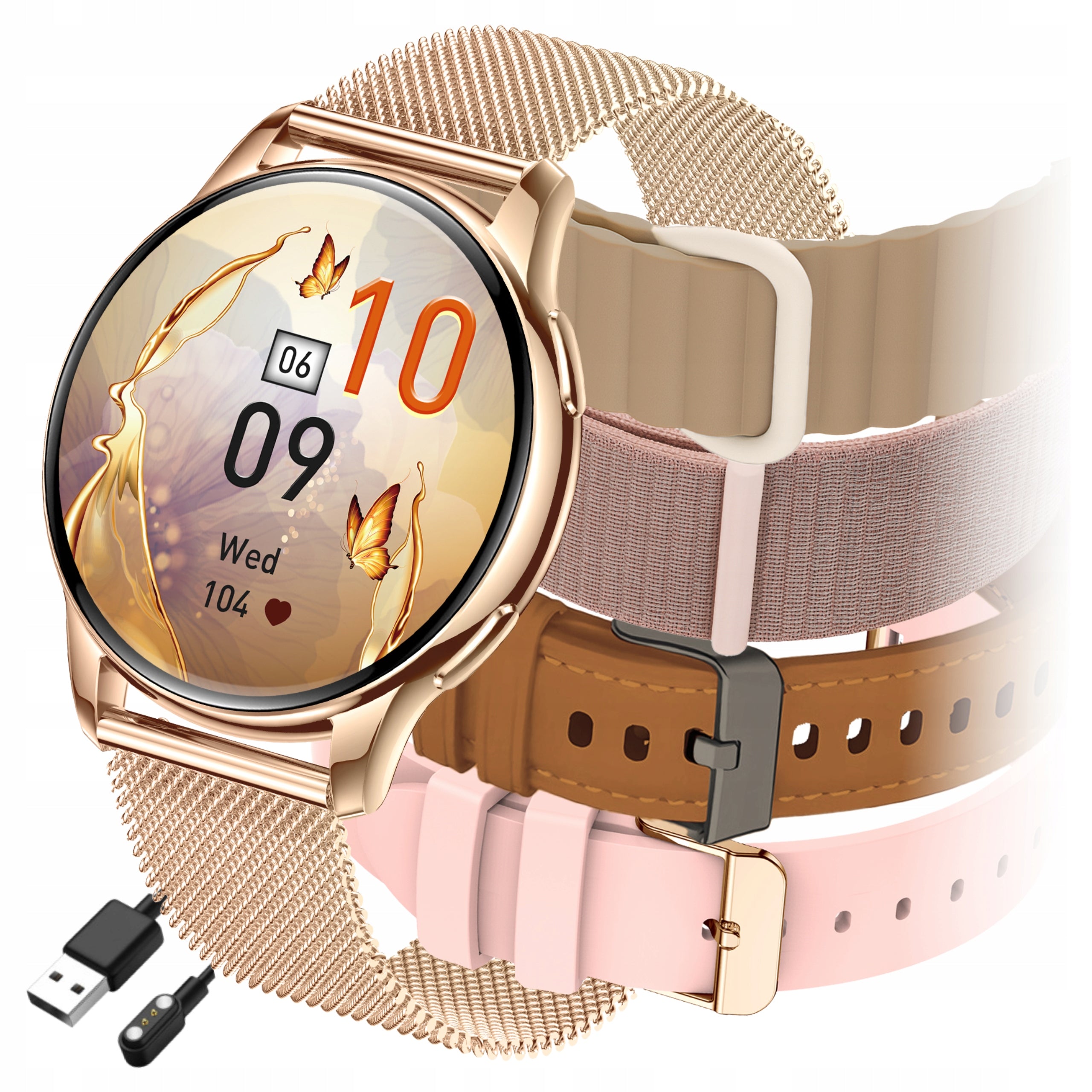 2X SMARTWATCH WOMEN'S WATCH POLISH MENU TALK NOTIFICATION SPORT 5 PAS Brand Emavo