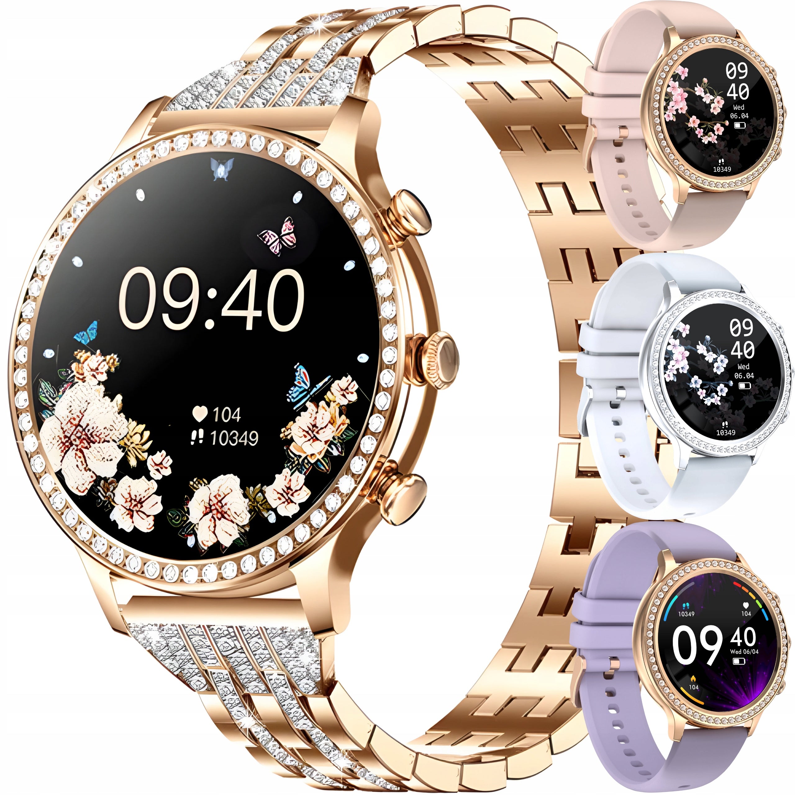 2X SMARTWATCH WOMEN'S WATCH RHINESTONES CONVERSATION NOTIFICATIONS PRESSURE MENU Brand no brand