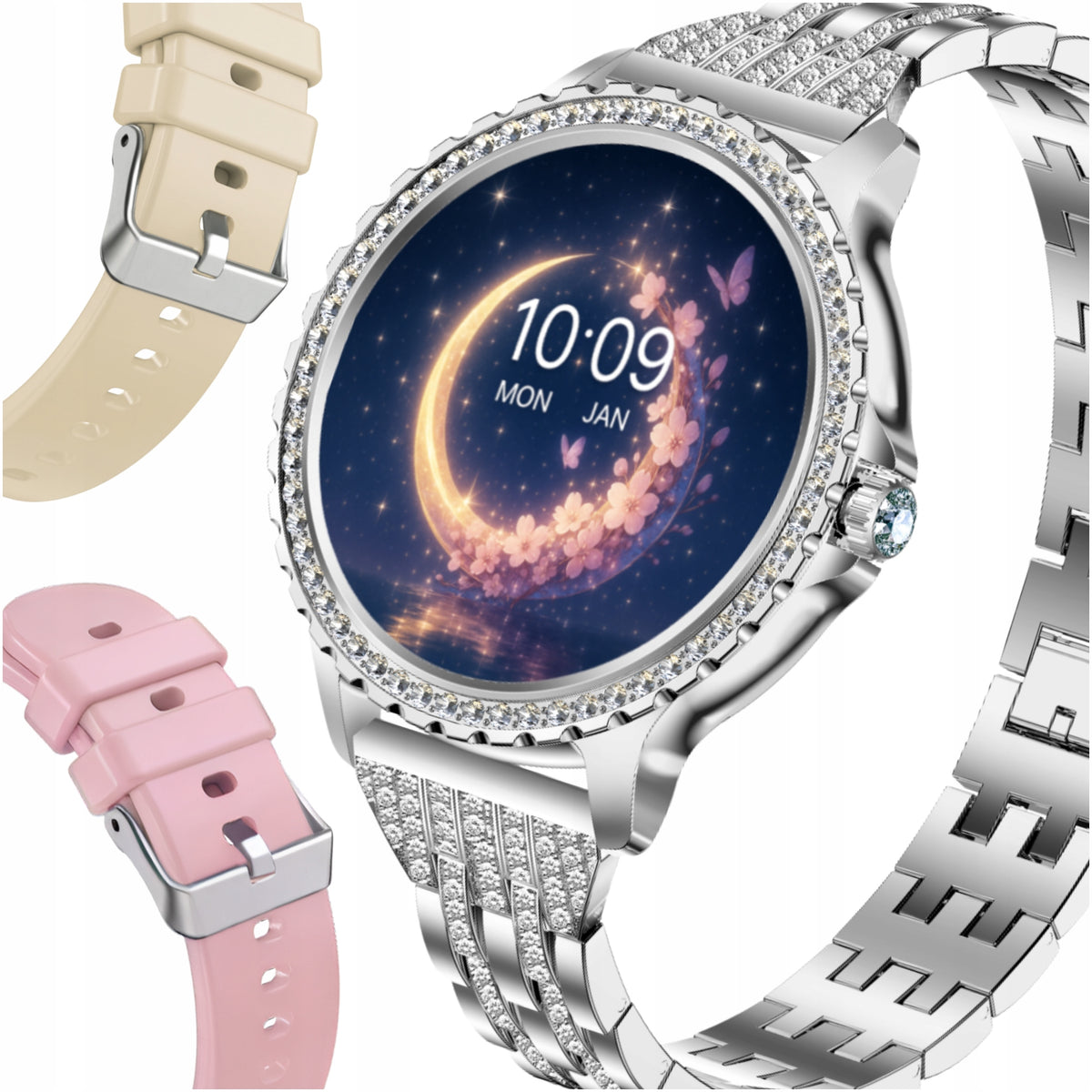 2X SMARTWATCH WOMEN'S WATCH SILVER TALK SMART WATCH FOR WOMAN MENU P Brand Angelo Watches
