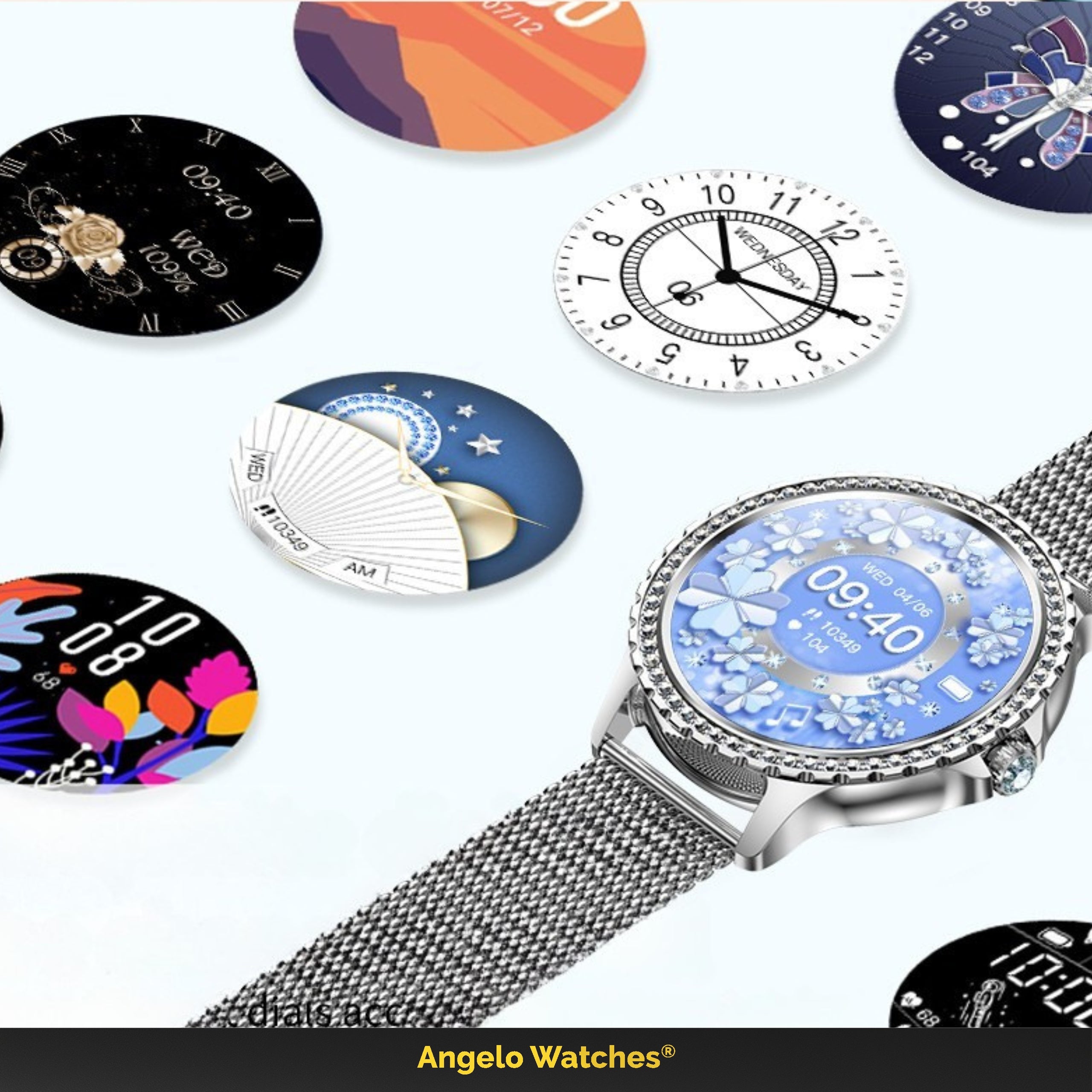 2X SMARTWATCH WOMEN'S WATCH SILVER TALK SMART WATCH FOR WOMAN MENU P