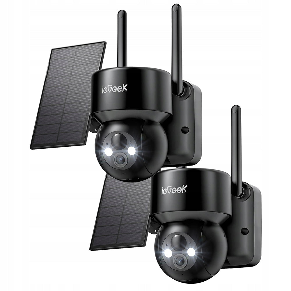 2X SOLAR WIFI CAMERA 2K SMART OUTDOOR ROTATING IP WIRELESS ALARM Packaging status original