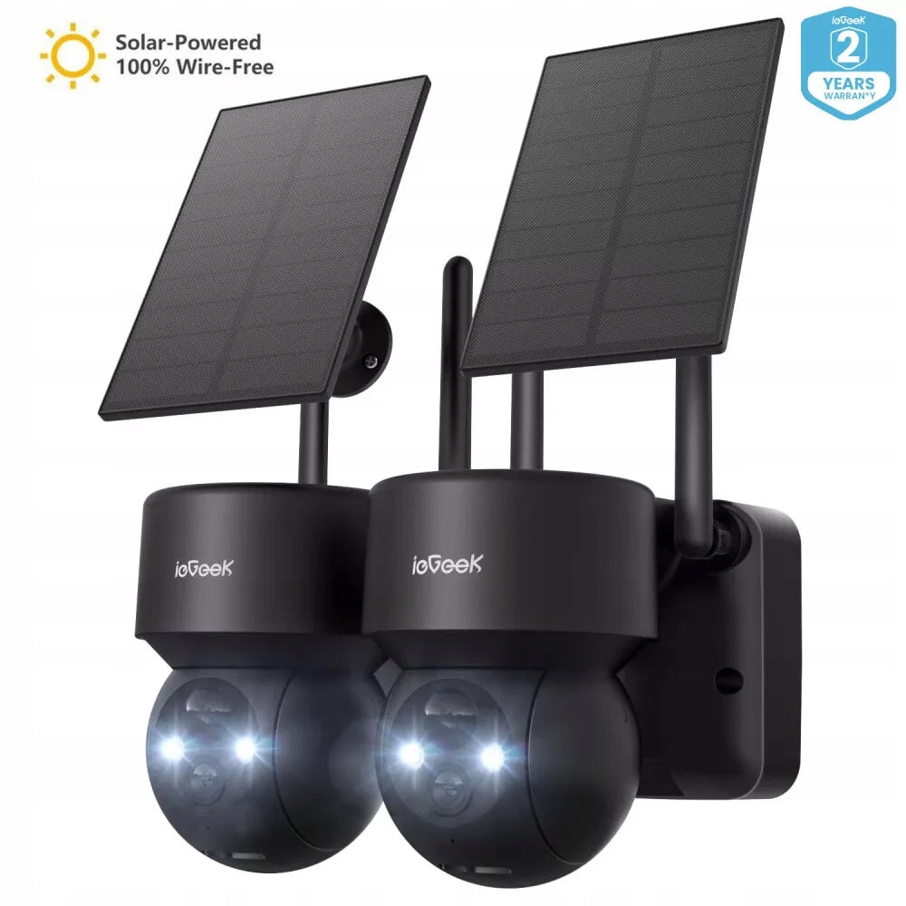2X SOLAR WIFI CAMERA 2K SMART OUTDOOR ROTATING IP WIRELESS ALARM