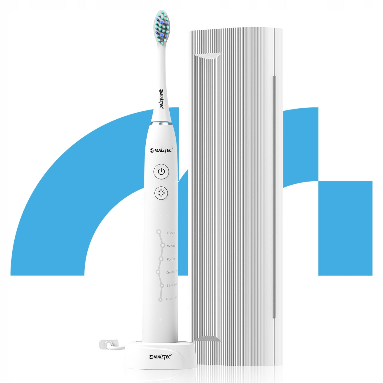 2X SONIC TOOTHBRUSH ELECTRIC WATERPROOF MODES 6 TIPS E Brand Maltec