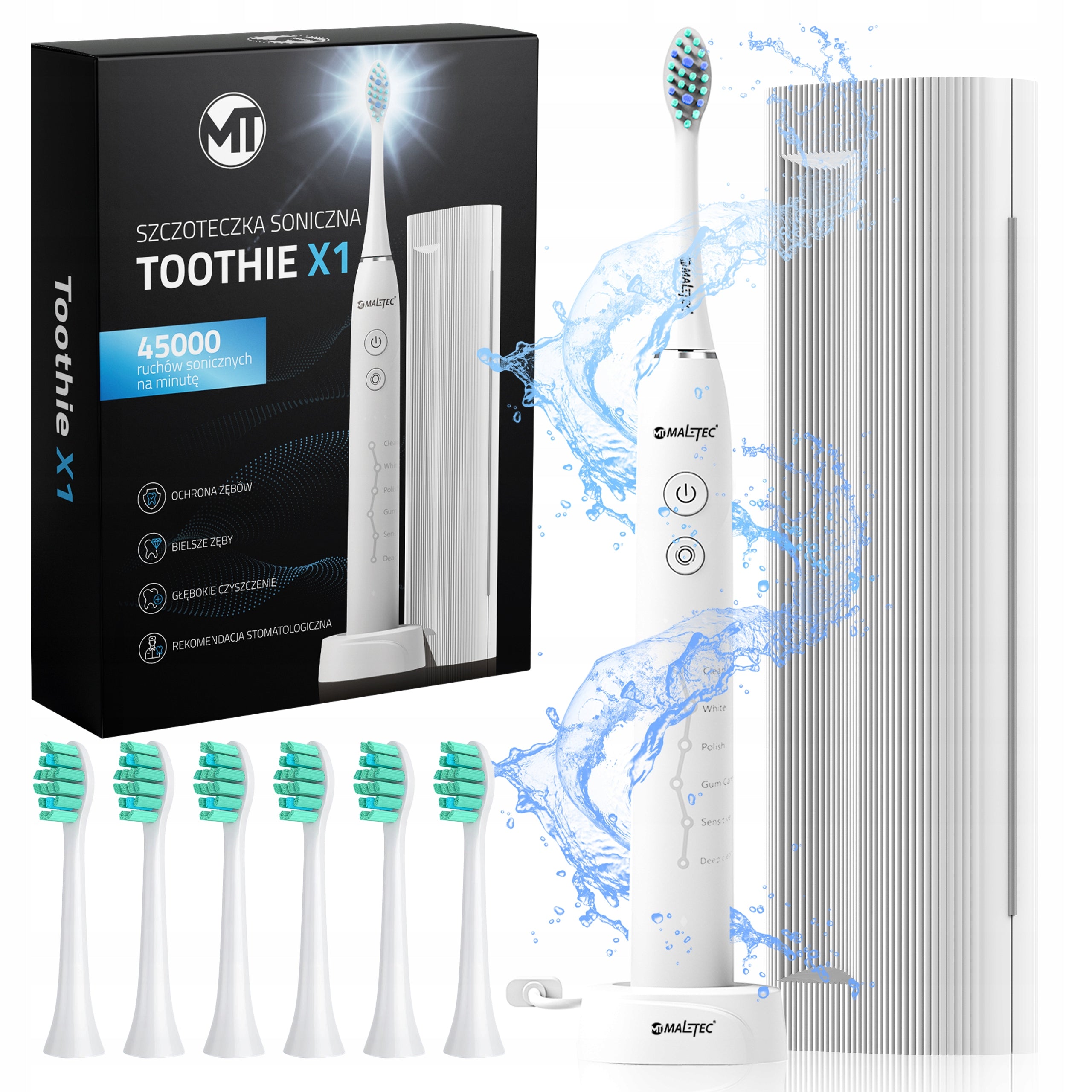 2X SONIC TOOTHBRUSH ELECTRIC WATERPROOF MODES 6 TIPS E