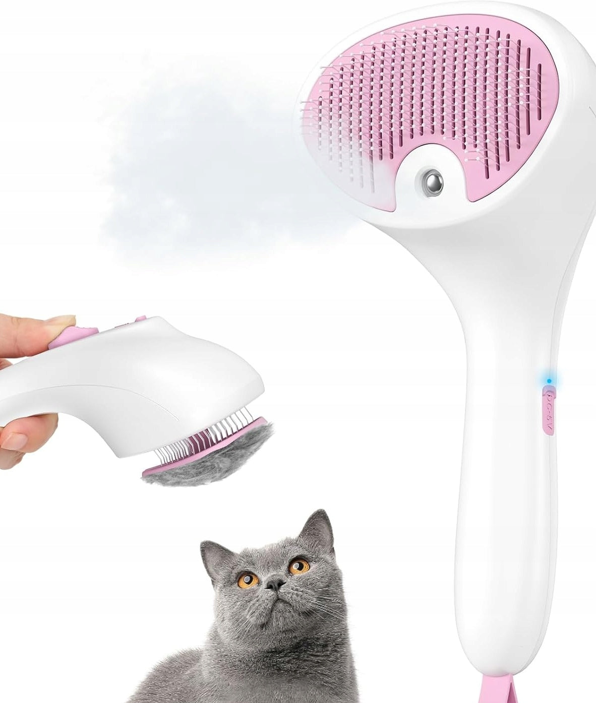 2X STEAM BRUSH FOR CAT AND DOG QUIET SELF-CLEANING FOR SICKLE CARE