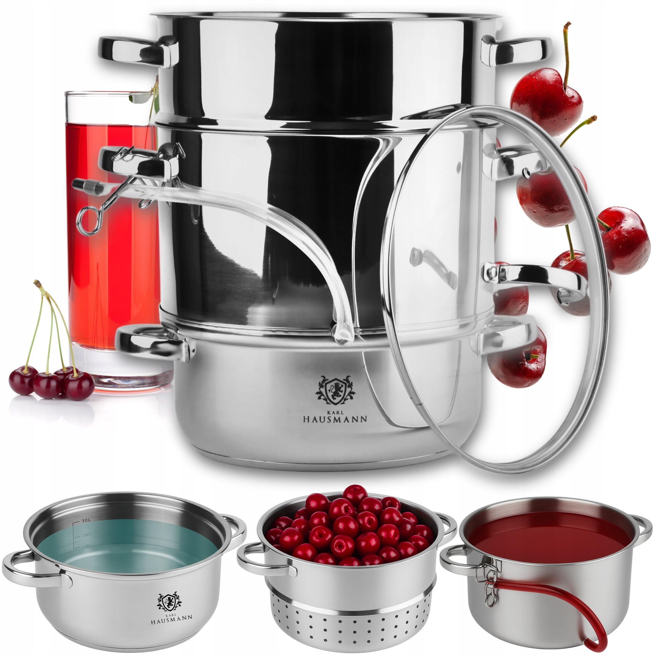 2X STEAM JUICER 8L FOR INDUCTION GAS STAINLESS STEEL JUICER KARL HAUSMAN
