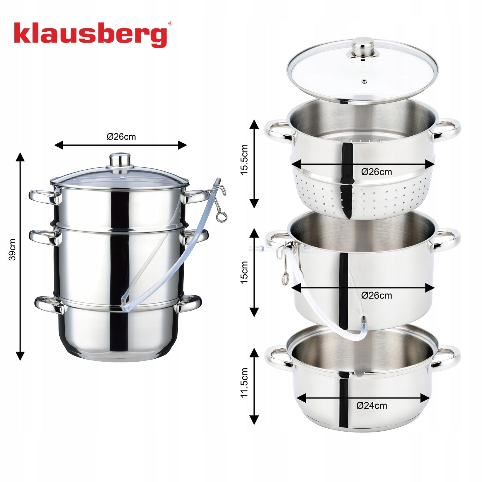 2X STEAM JUICER 8L INDUCTION GAS KLAUSBERG KB-9032 JUICE POT Capacity 8 l