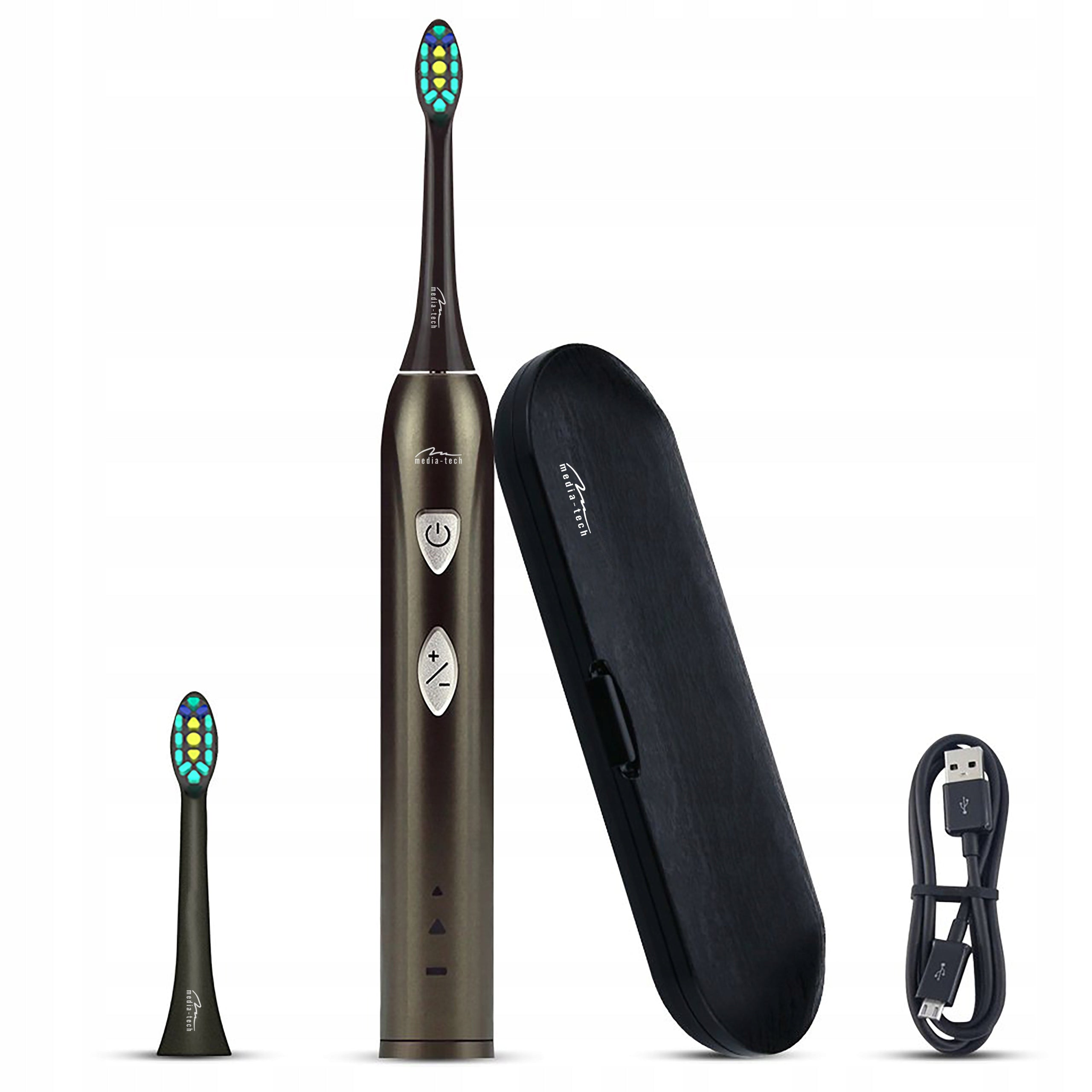 2X STYLISH ELECTRIC SONIC TOOTHBRUSH + CASE MEDIA-TECH MT65