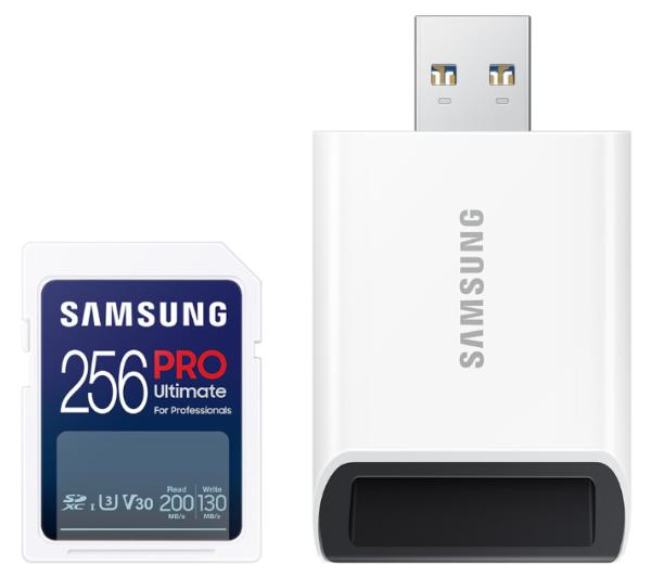 2X Samsung 256GB SDXC PRO Ultimate 200MB/s SD Card with Reader