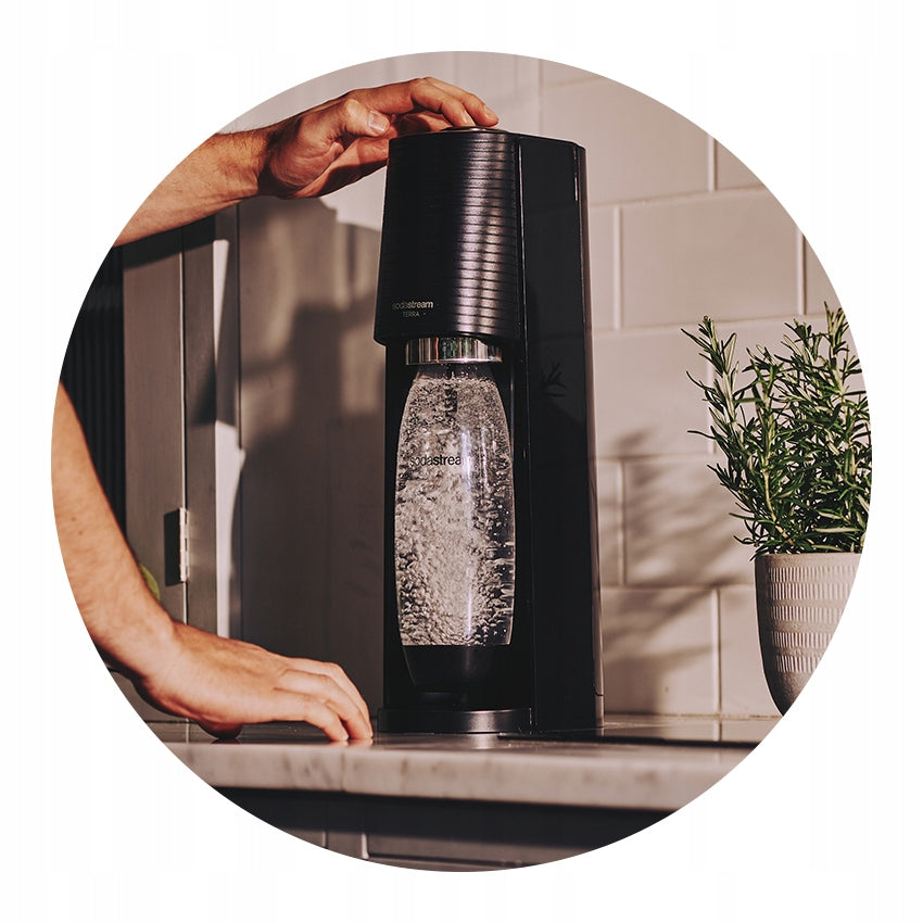 2X Saturator Soda Stream Terra black 1 bottle Brand SodaStream
