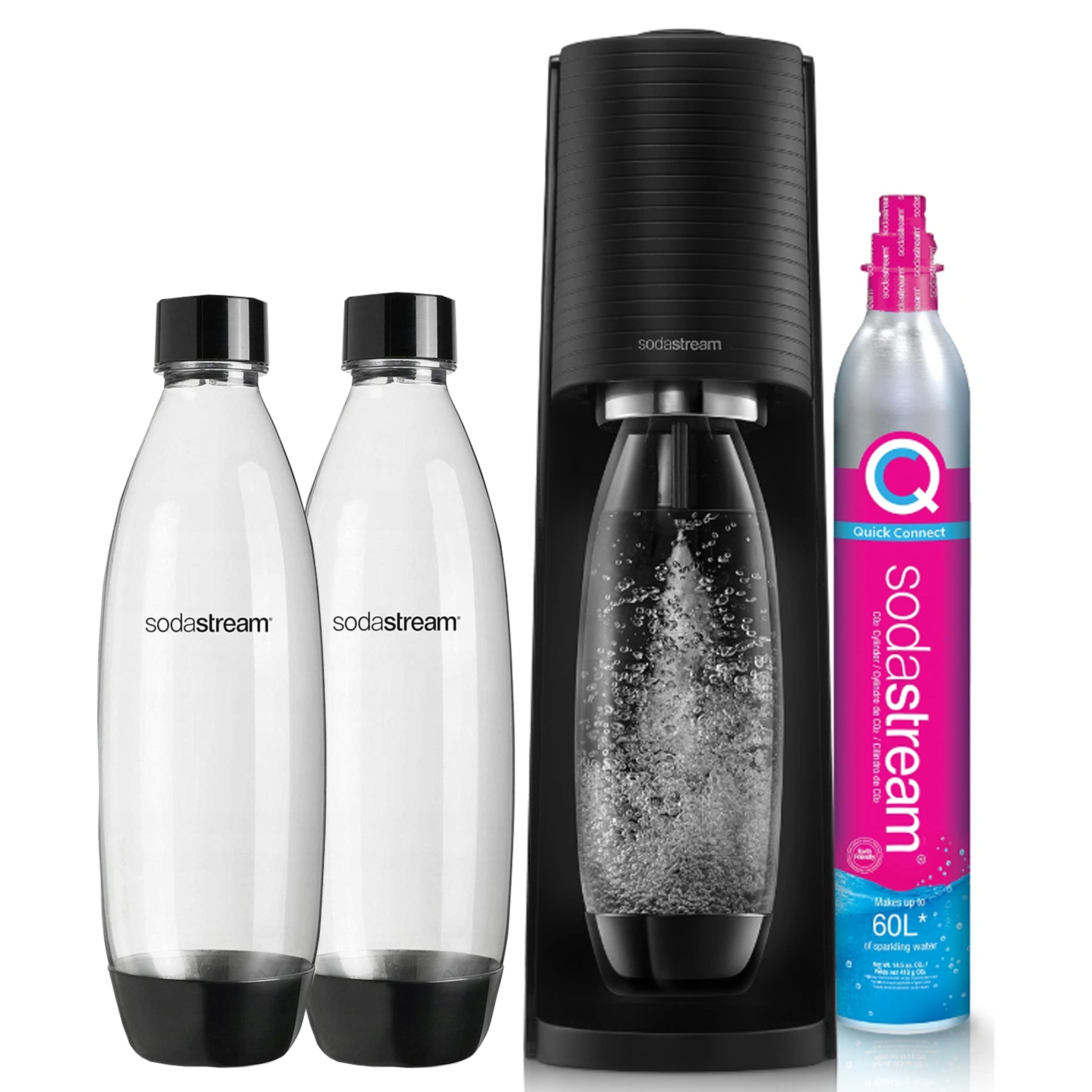 2X Saturator SodaStream TERRA BLACK + 2 BOTTLES + PEPSI MAX Brand SodaStream