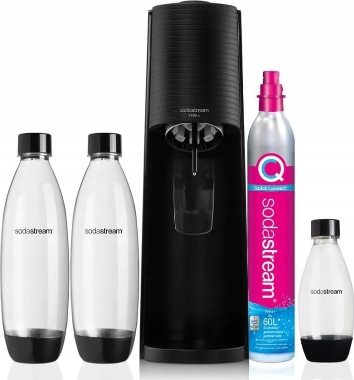 2X Saturator for sparkling water SodaStream Terra black + 3 bottles + gas Brand SodaStream
